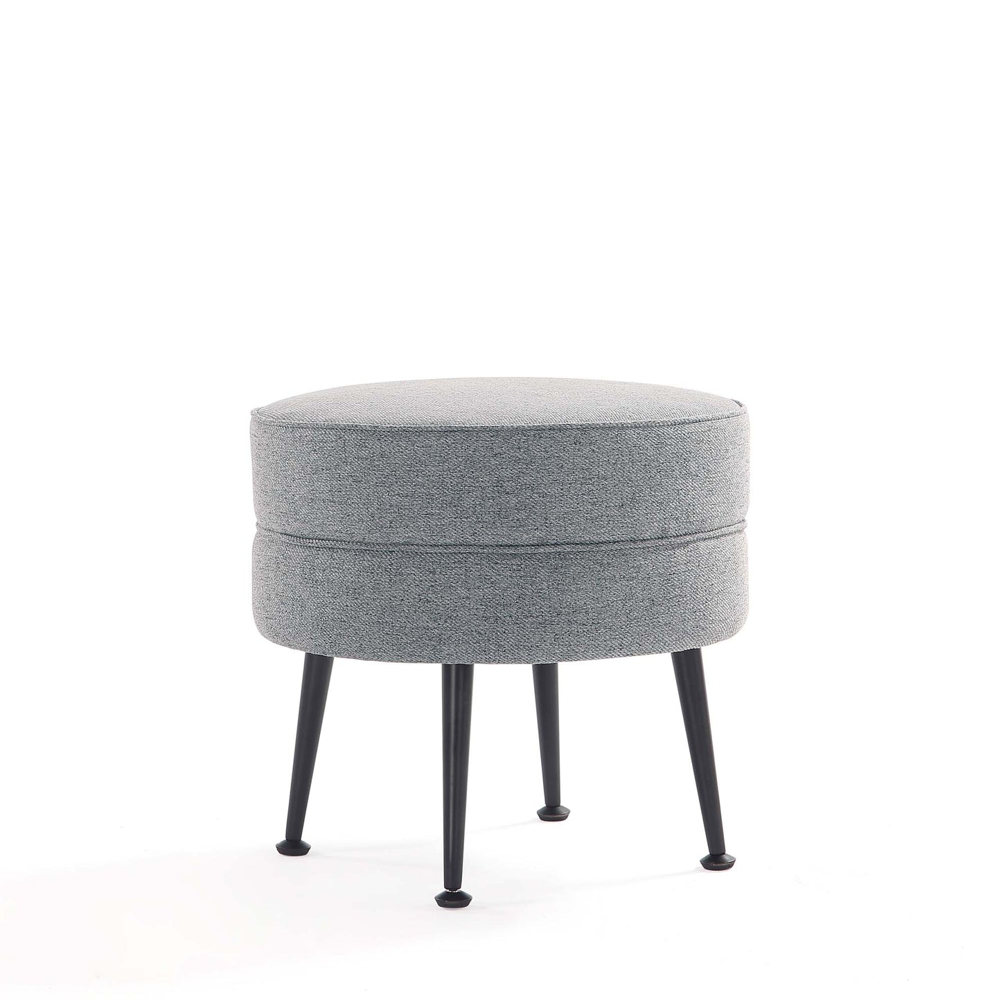 Manhattan Comfort Bailey Mid-Century Modern Woven Polyester Blend Upholstered Ottoman in Grey with Black Feet OT003-GYB