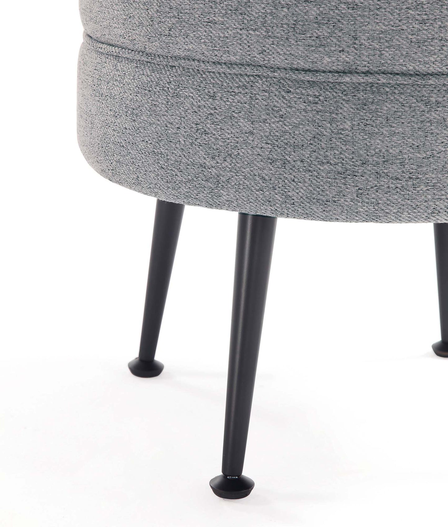 Manhattan Comfort Bailey Mid-Century Modern Woven Polyester Blend Upholstered Ottoman in Grey with Black Feet OT003-GYB
