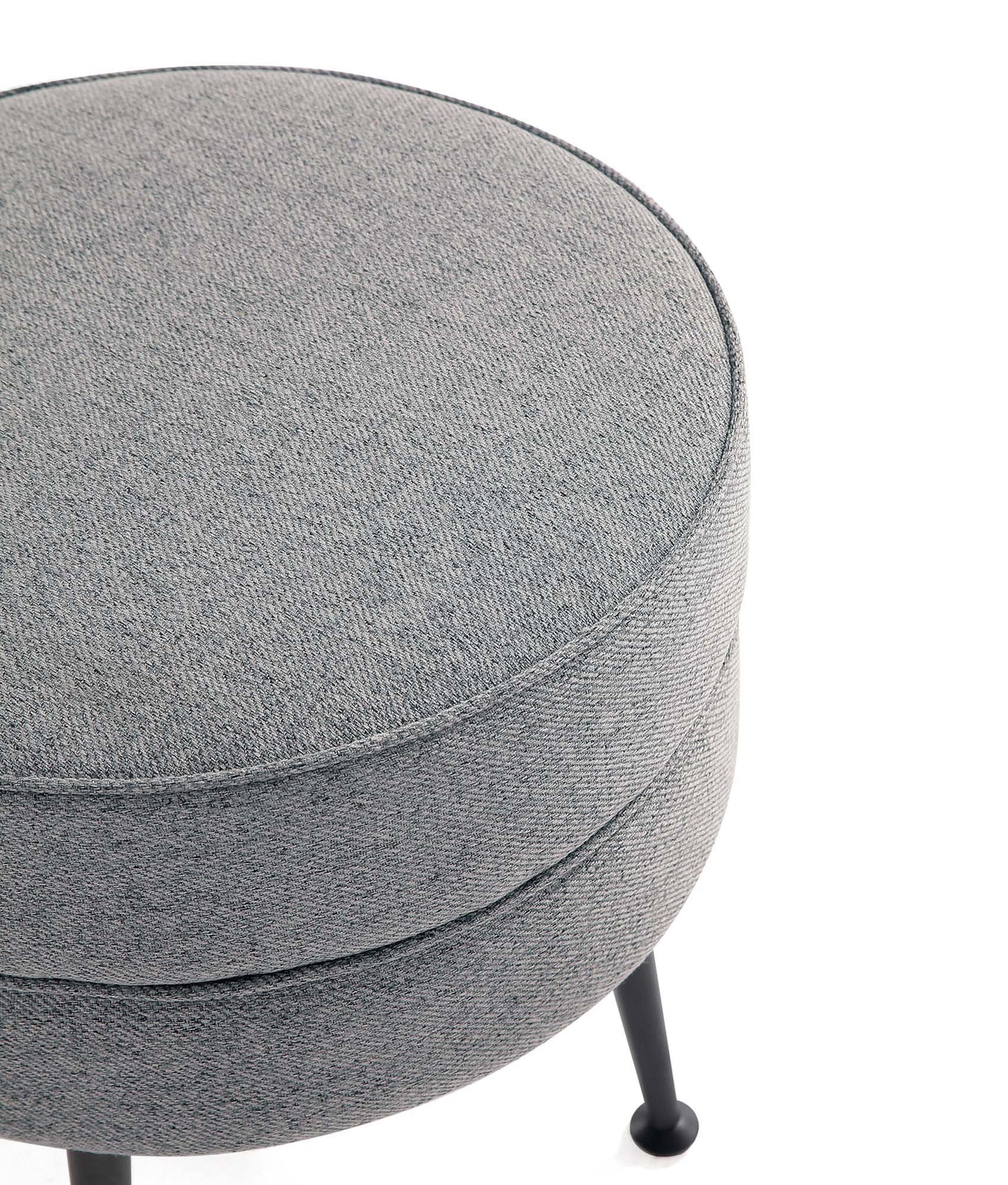 Manhattan Comfort Bailey Mid-Century Modern Woven Polyester Blend Upholstered Ottoman in Grey with Black Feet OT003-GYB