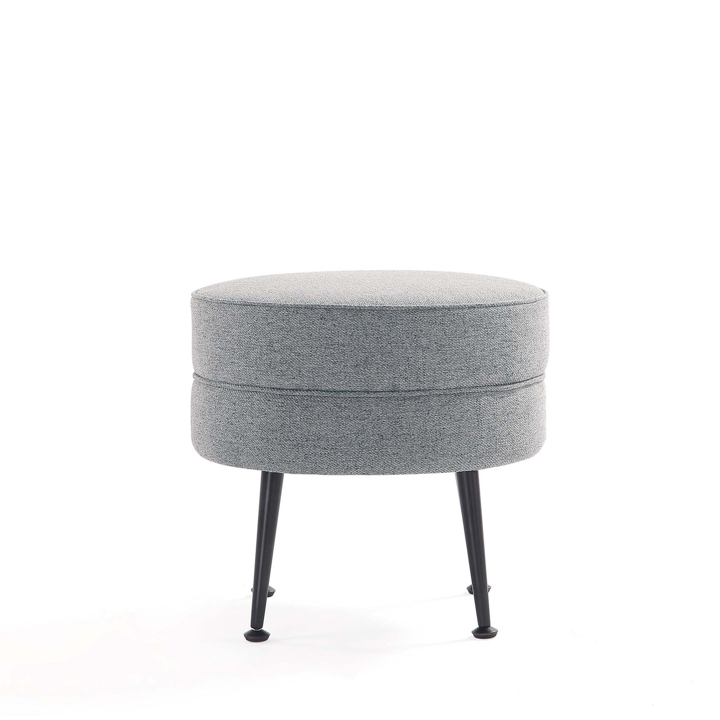 Manhattan Comfort Bailey Mid-Century Modern Woven Polyester Blend Upholstered Ottoman in Grey with Black Feet OT003-GYB