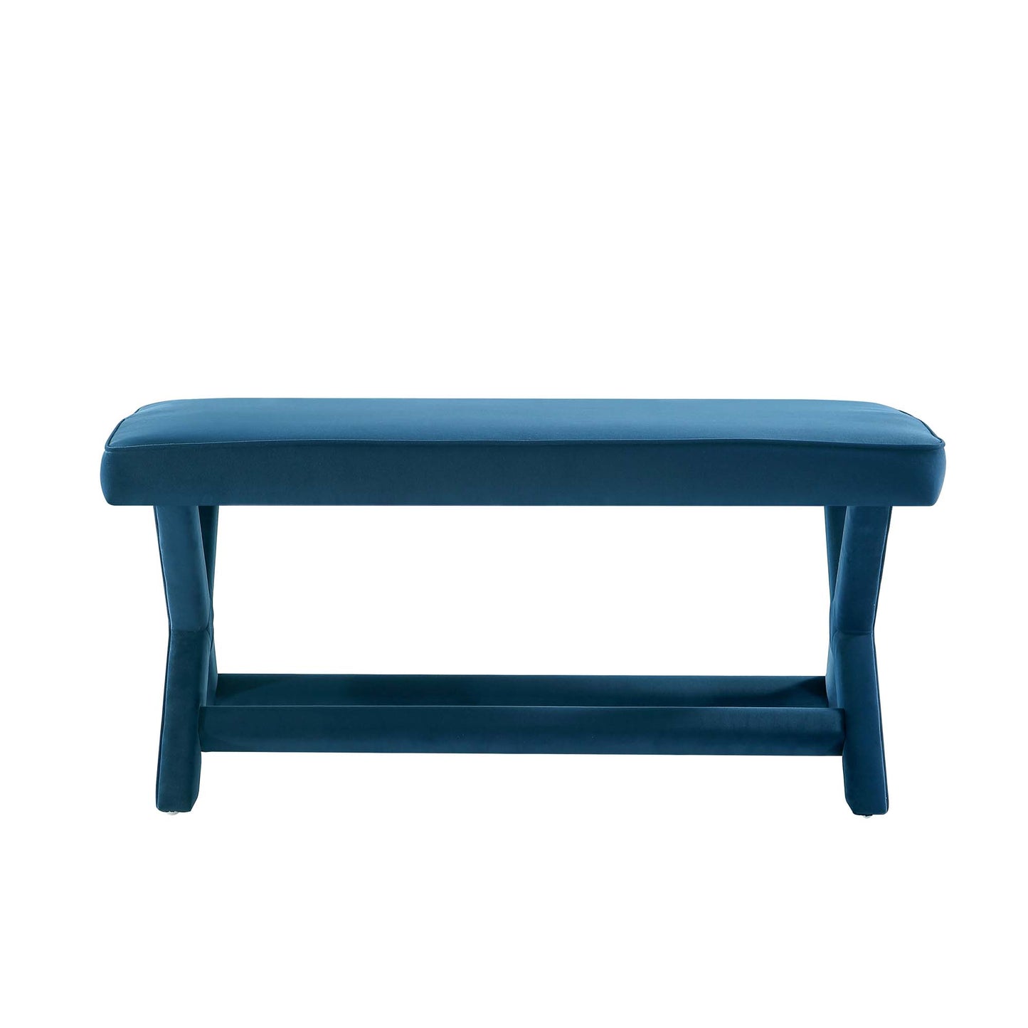 Manhattan Comfort Abigail Mid-Century Modern Velvet Upholstered Bench in Blue- OT005-BL