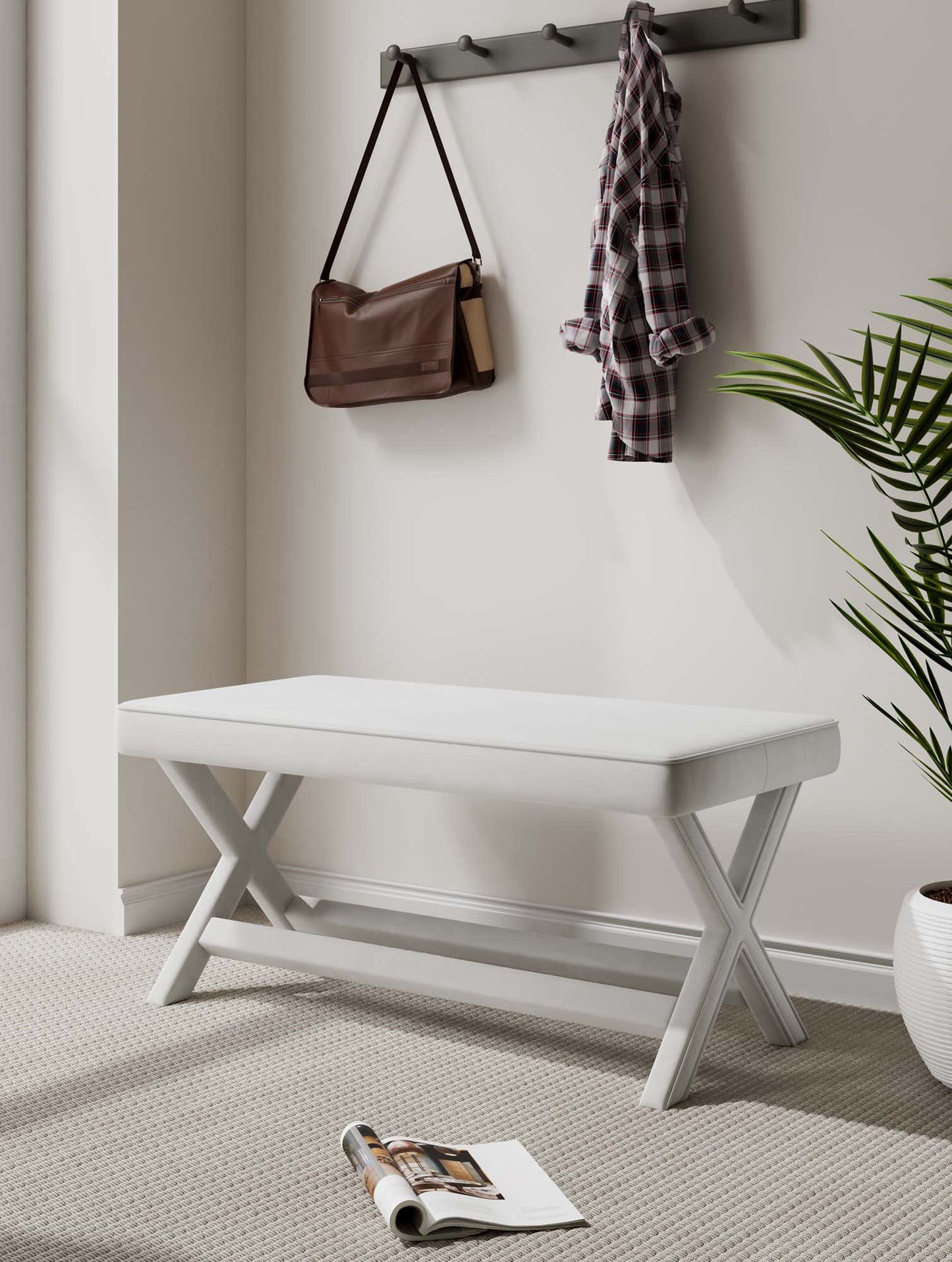 Abigail Mid-Century Modern Upholstered Velvet Accent Bench for Entryway & Bedroom