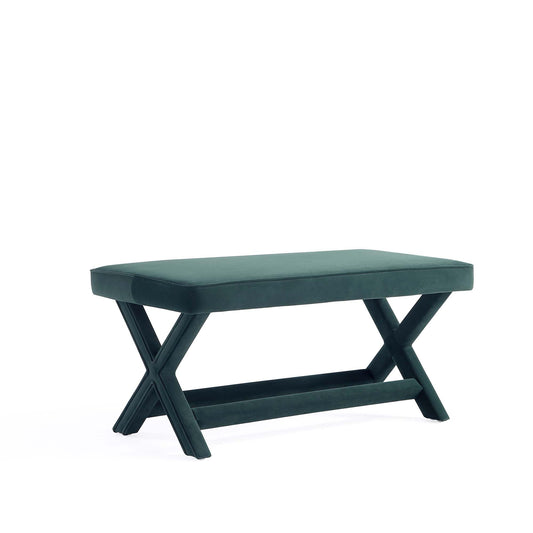 Abigail Mid-Century Modern Upholstered Velvet Accent Bench in Forest Green OT005-GR