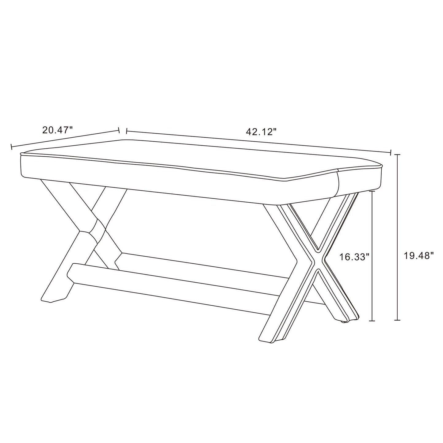 Manhattan Comfort Abigail Mid-Century Modern Velvet Upholstered Bench in Grey- OT005-GY