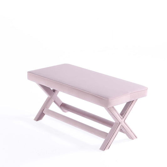 Manhattan Comfort Abigail Mid-Century Modern Velvet Upholstered Bench in Pink- OT005-PK