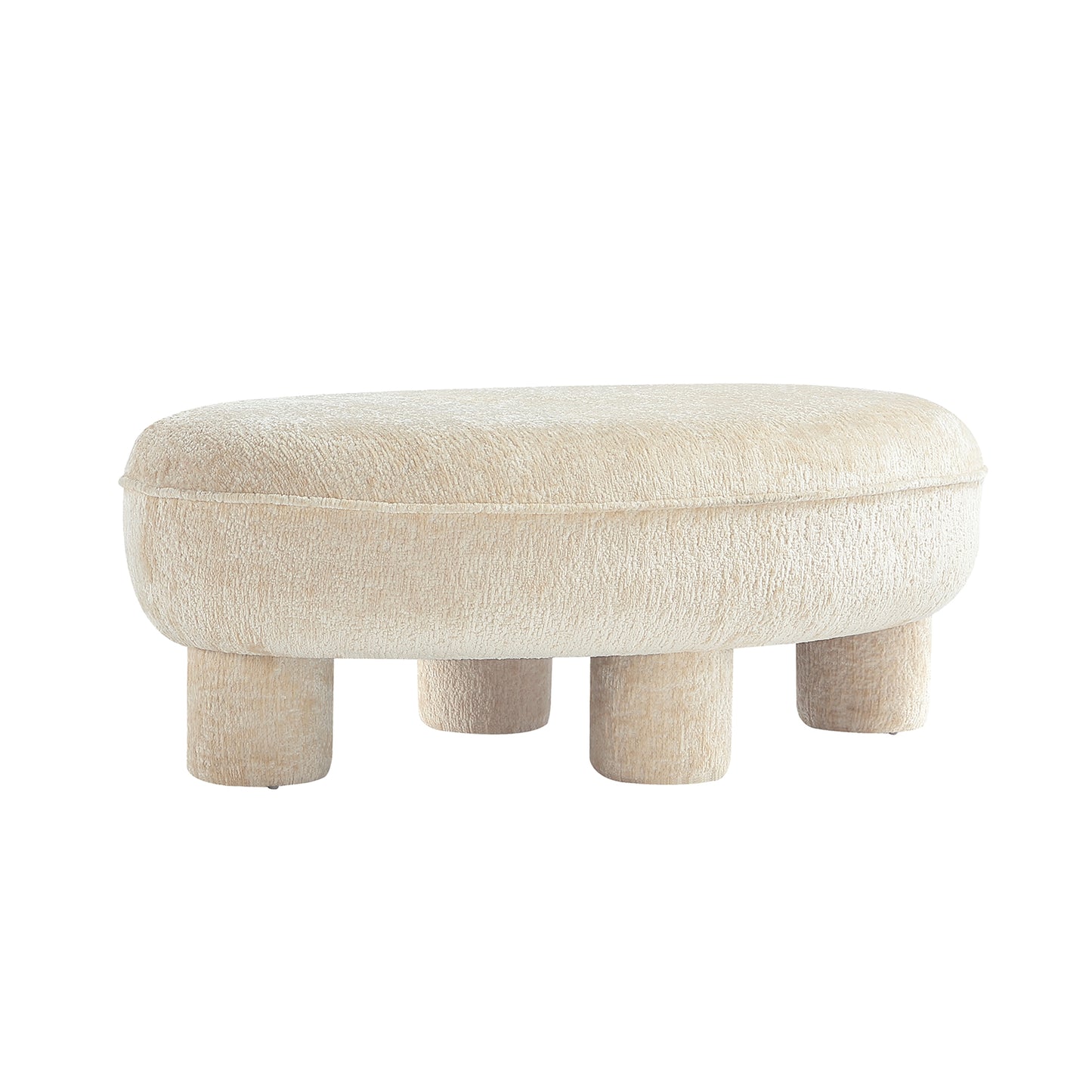 Tribeca Mid-Century Modern  Chenille Accent Ottoman in Cream OT1629-1