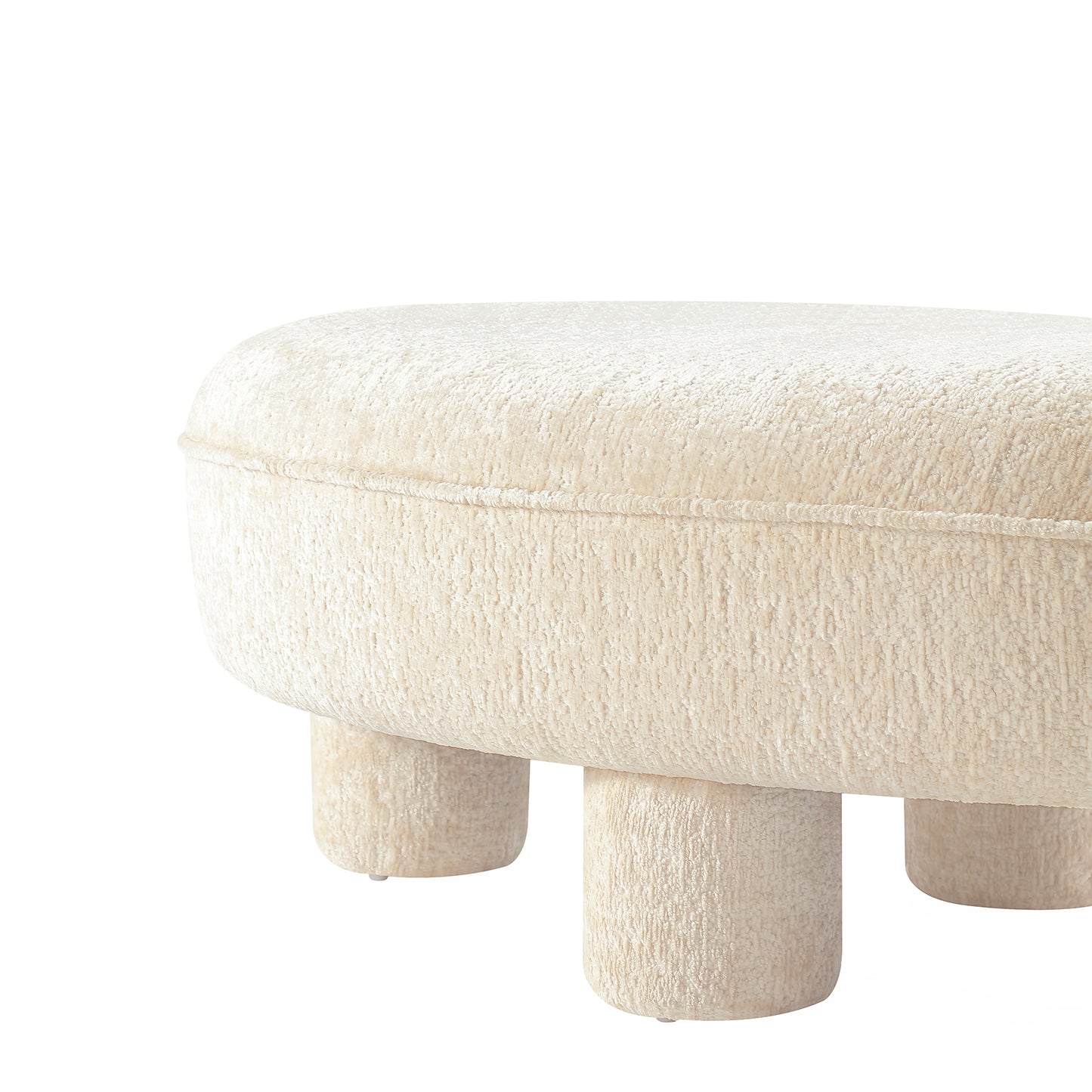 Tribeca Mid-Century Modern  Chenille Accent Ottoman in Cream OT1629-1