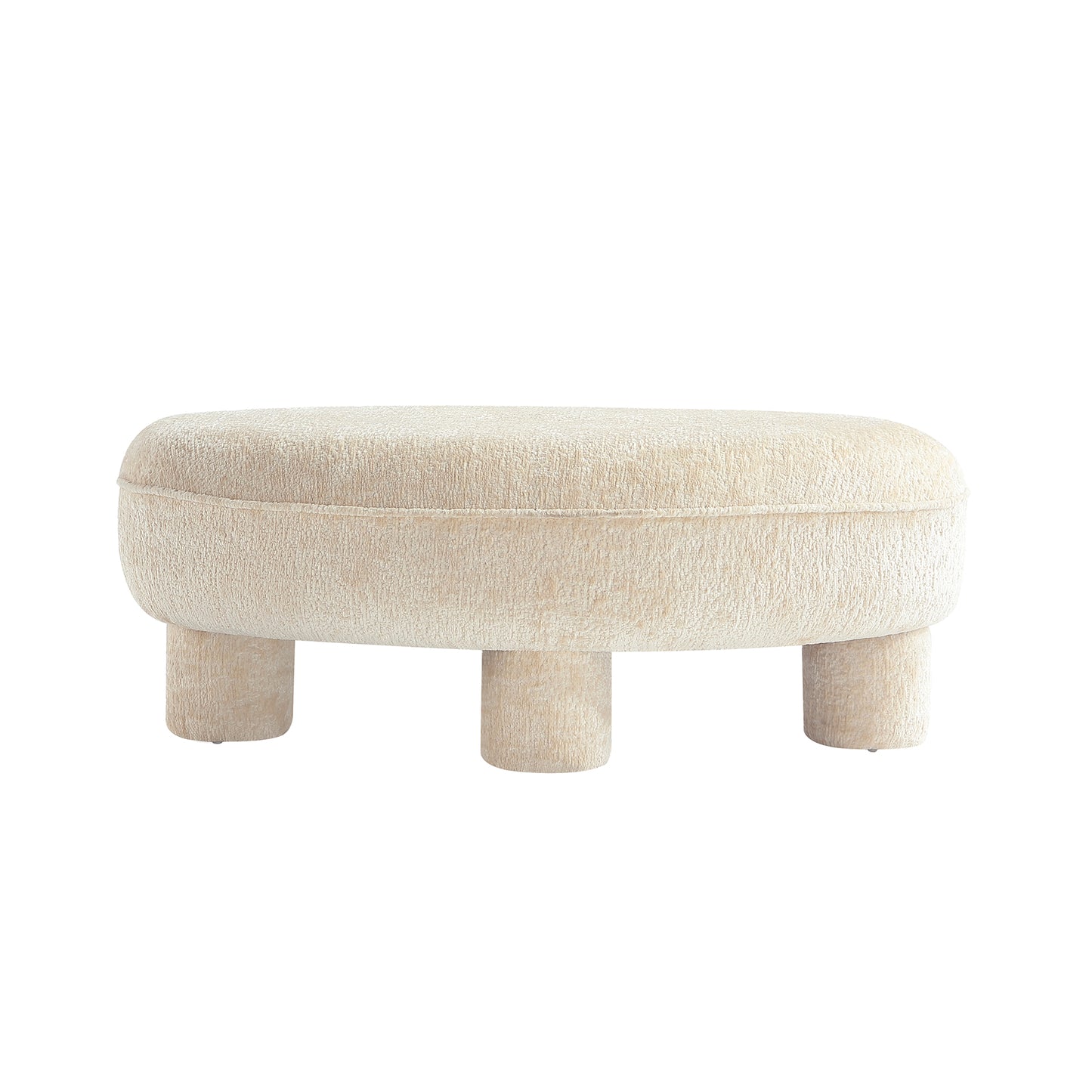 Tribeca Mid-Century Modern  Chenille Accent Ottoman in Cream OT1629-1