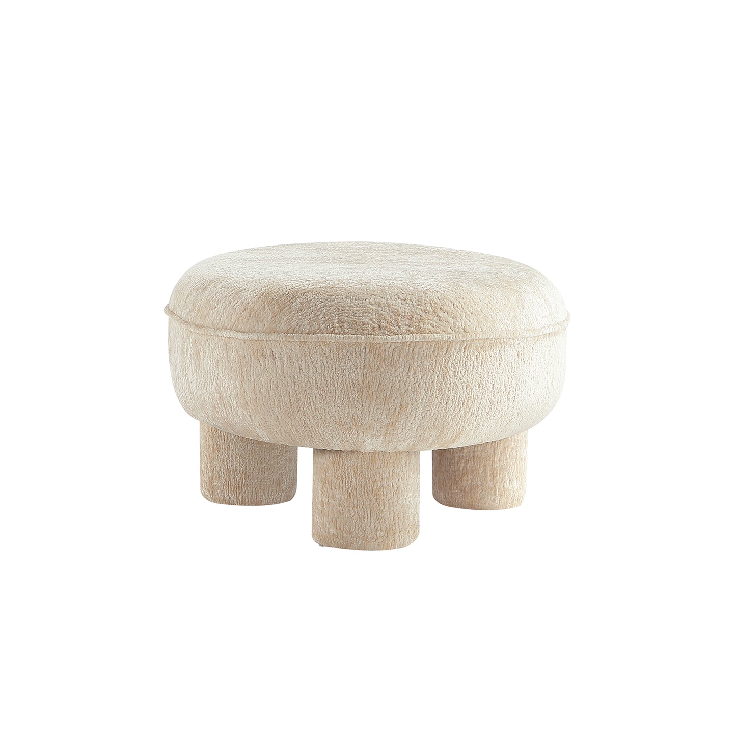 Tribeca Mid-Century Modern  Chenille Accent Ottoman in Cream OT1629-1