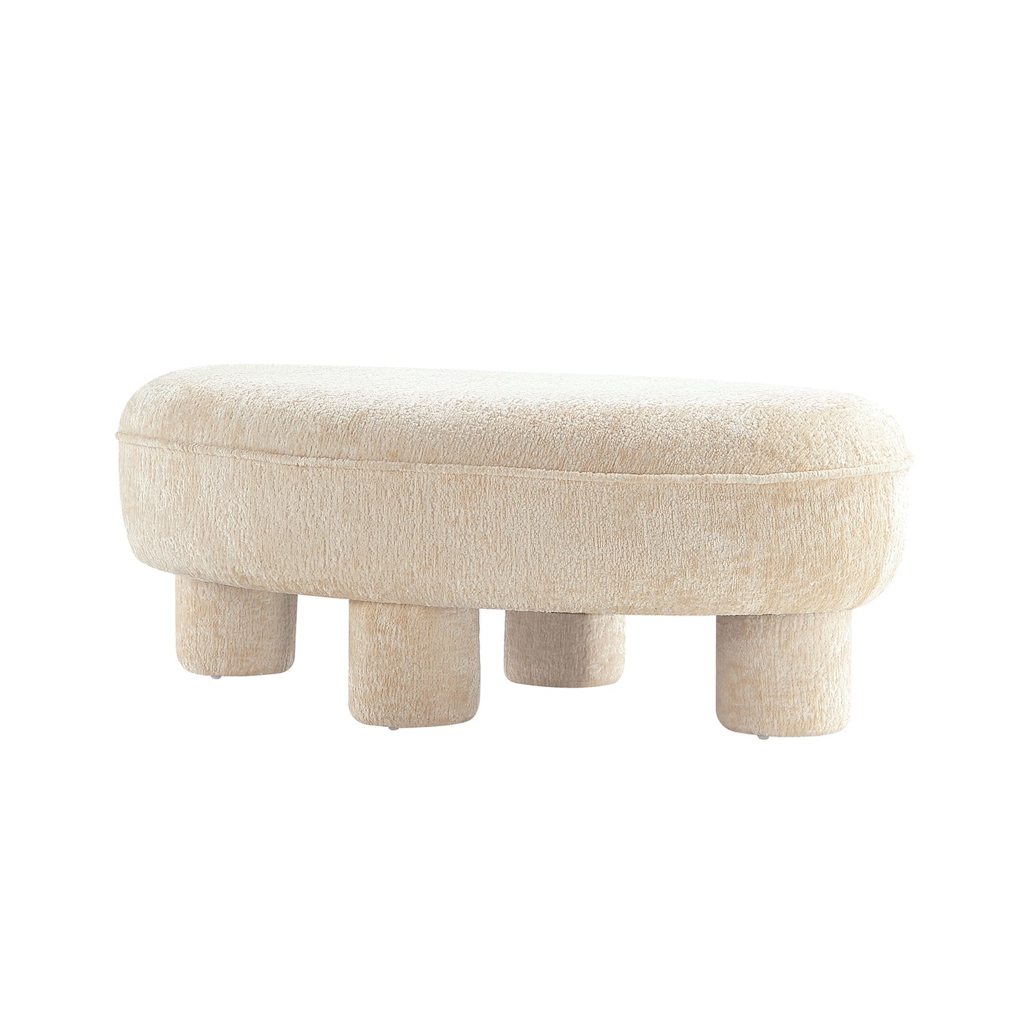 Tribeca Mid-Century Modern  Chenille Accent Ottoman in Cream OT1629-1