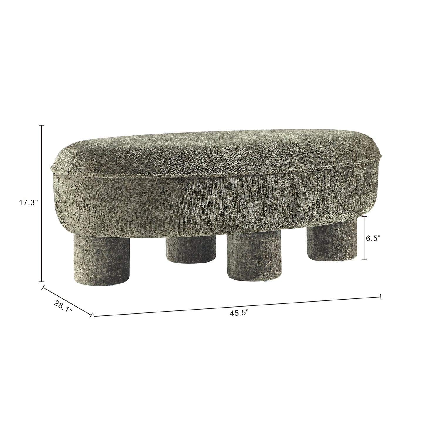 Tribeca Mid-Century Modern Chenille Accent Ottoman in Olive Green OT1629-2