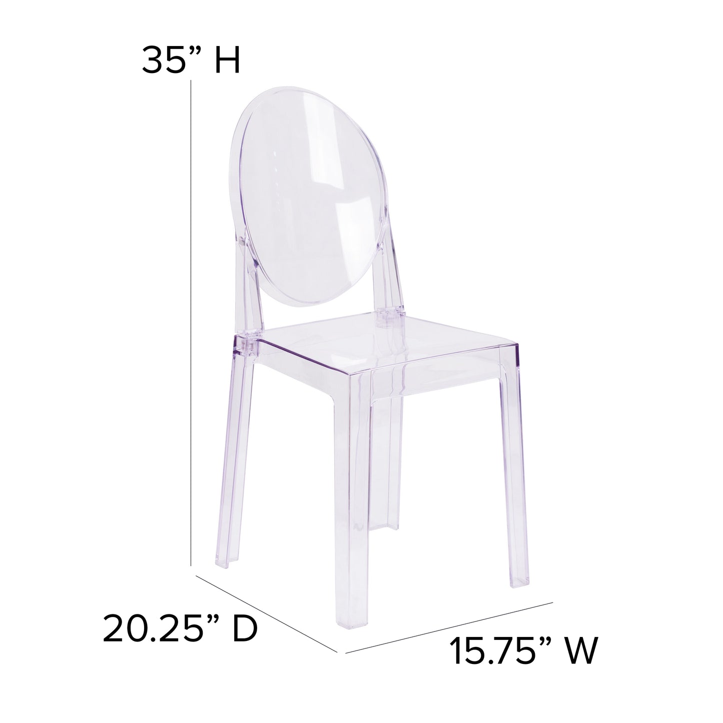 Revna Ghost Chair with Oval Back in Revna Transparent Crystal Transparent Crystal