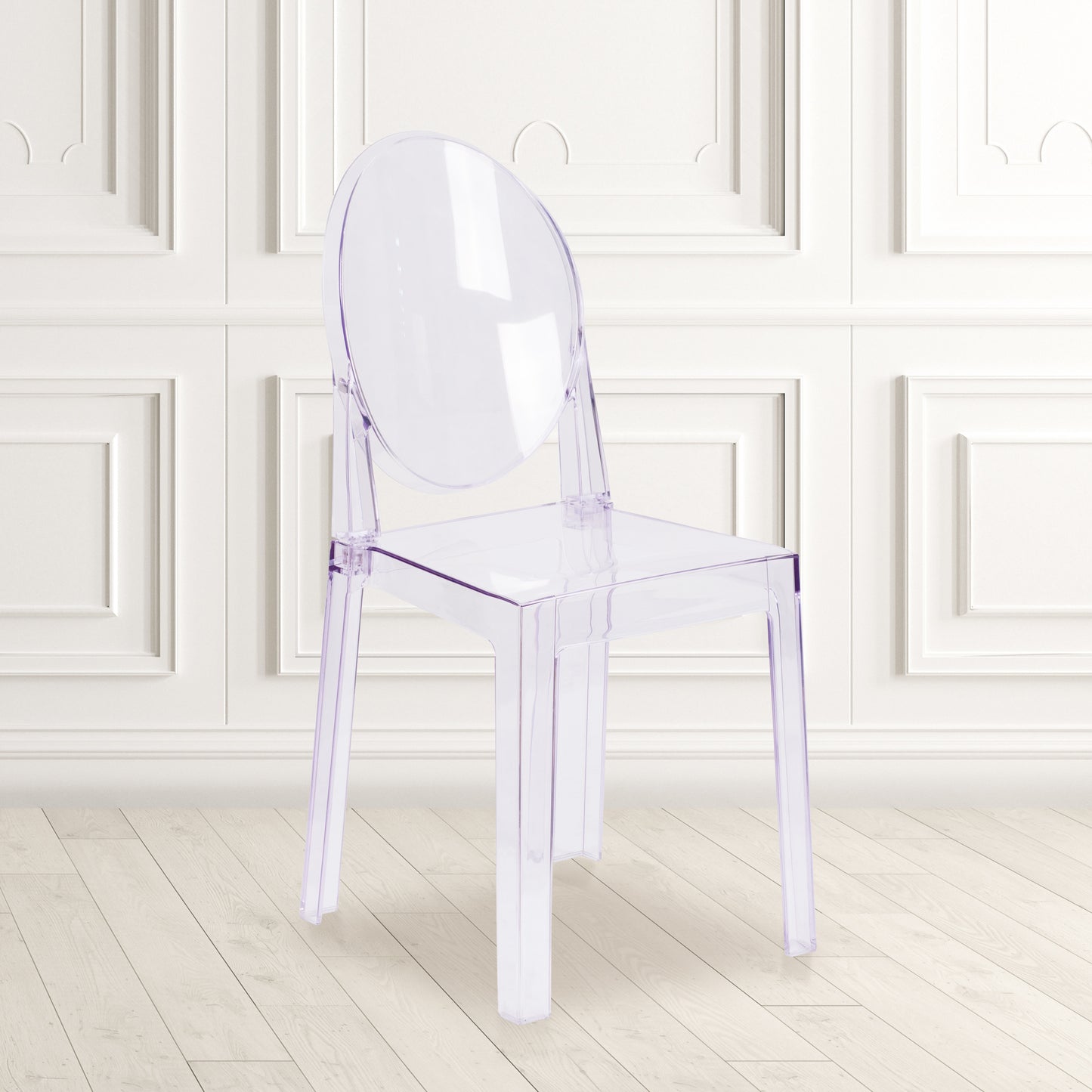 Revna Ghost Chair with Oval Back in Revna Transparent Crystal Transparent Crystal