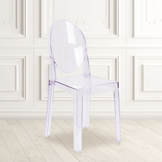Revna Ghost Chair with Oval Back in Revna Transparent Crystal Transparent Crystal