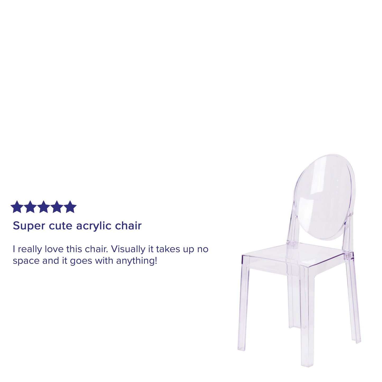 Revna Ghost Chair with Oval Back in Revna Transparent Crystal Transparent Crystal