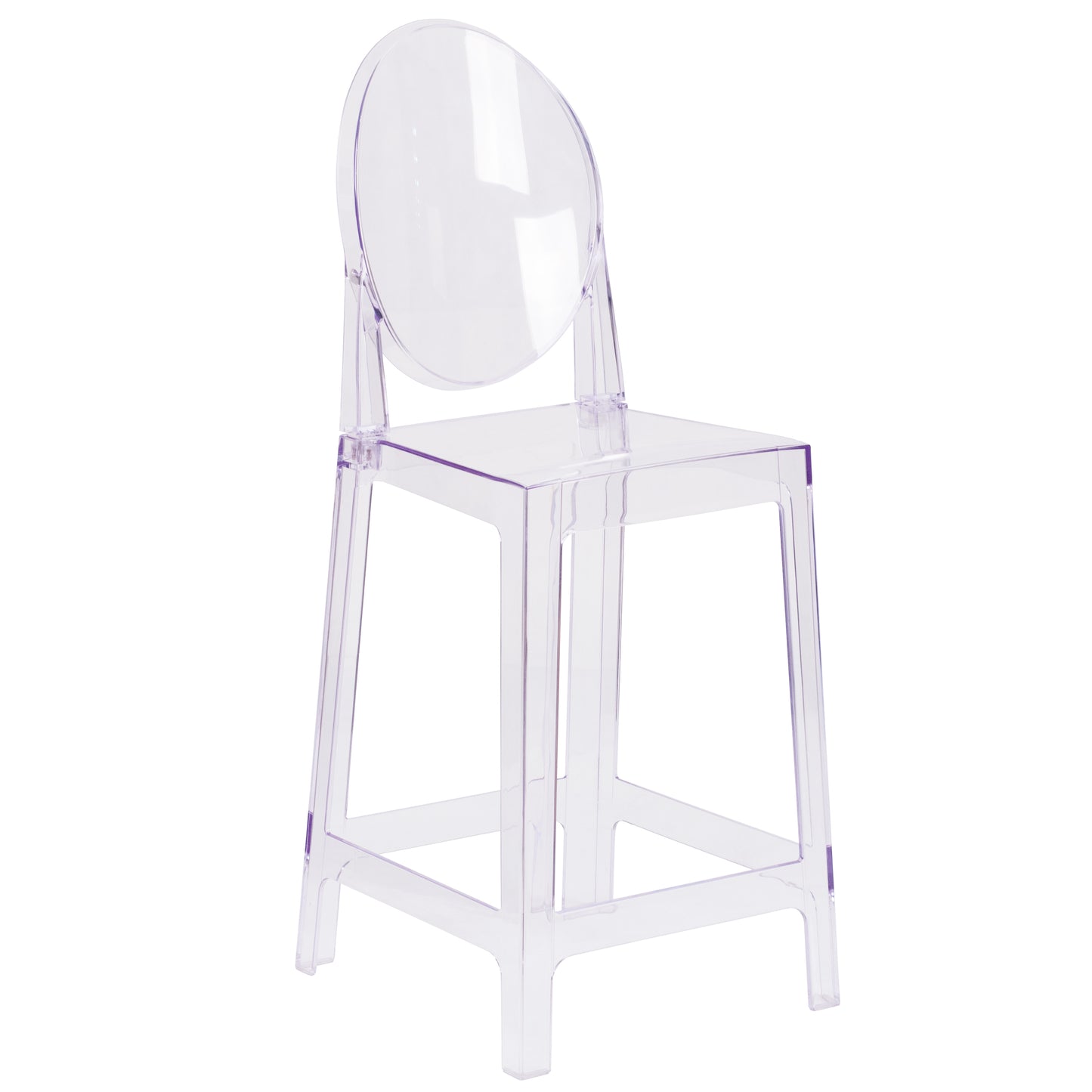 Revna Ghost Counter Stool with Oval Back in Revna Transparent Crystal Transparent Crystal OW-GHOSTBACK-24-GG