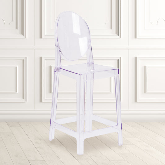 Revna Ghost Counter Stool with Oval Back in Revna Transparent Crystal Transparent Crystal