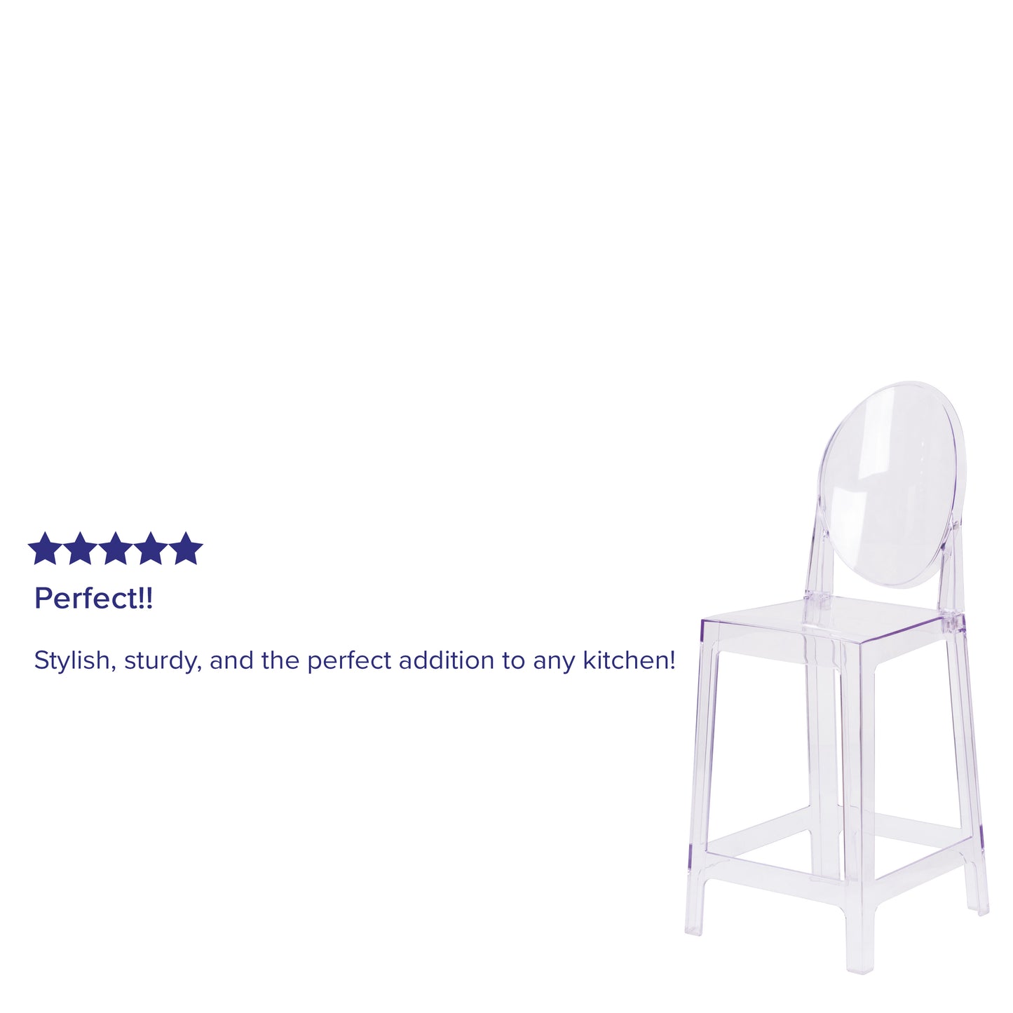 Revna Ghost Counter Stool with Oval Back in Revna Transparent Crystal Transparent Crystal OW-GHOSTBACK-24-GG