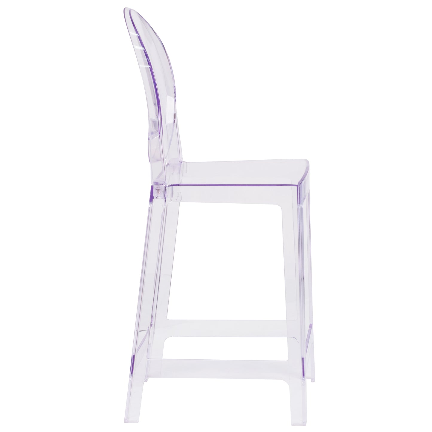 Revna Ghost Counter Stool with Oval Back in Revna Transparent Crystal Transparent Crystal OW-GHOSTBACK-24-GG