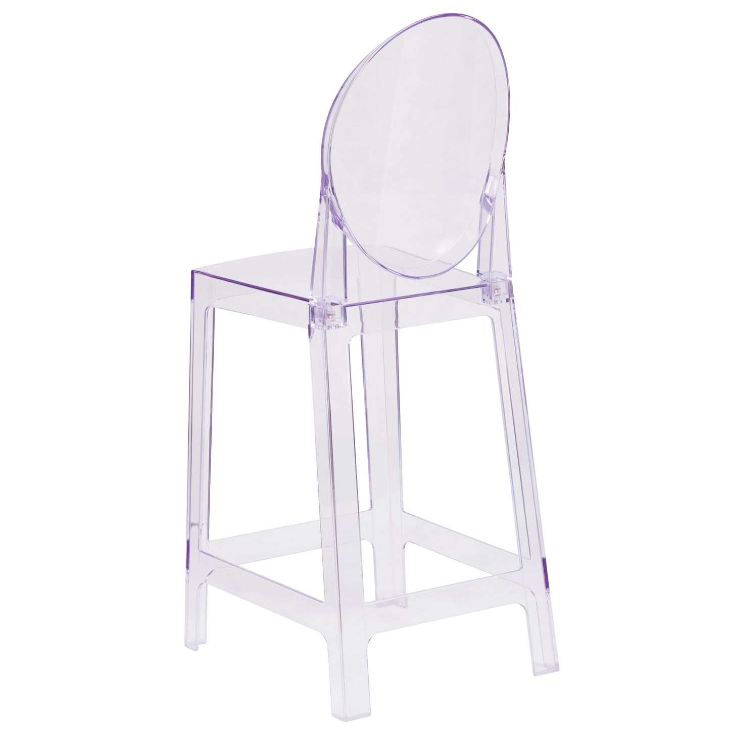 Revna Ghost Counter Stool with Oval Back in Revna Transparent Crystal Transparent Crystal OW-GHOSTBACK-24-GG