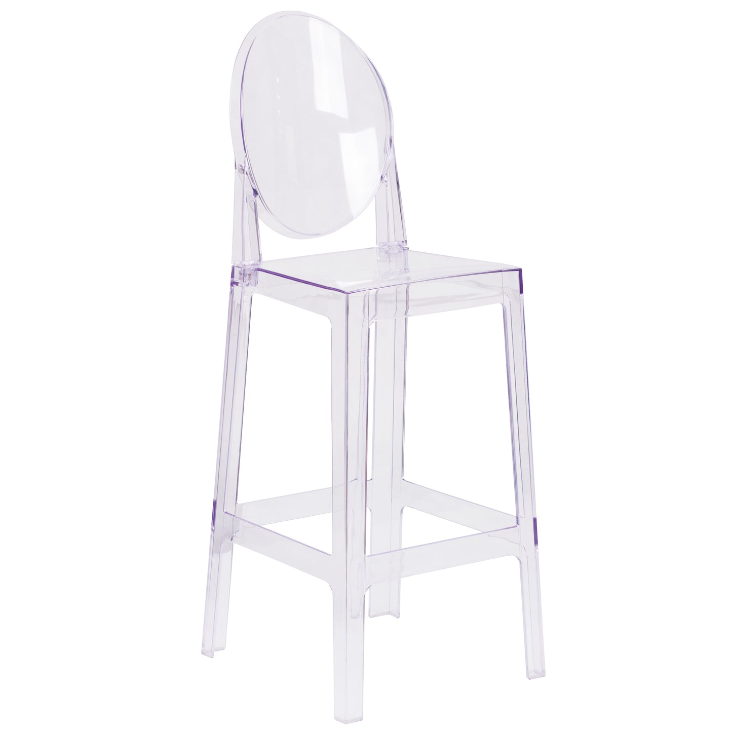 Revna Ghost Barstool with Oval Back in Revna Transparent Crystal Transparent Crystal