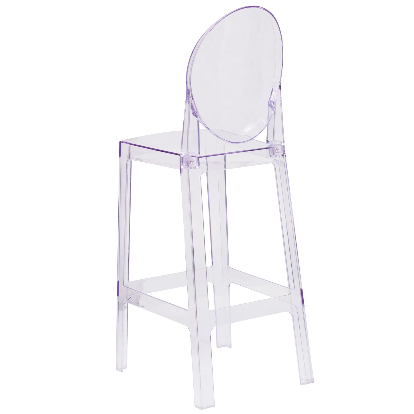 Revna Ghost Barstool with Oval Back in Revna Transparent Crystal Transparent Crystal