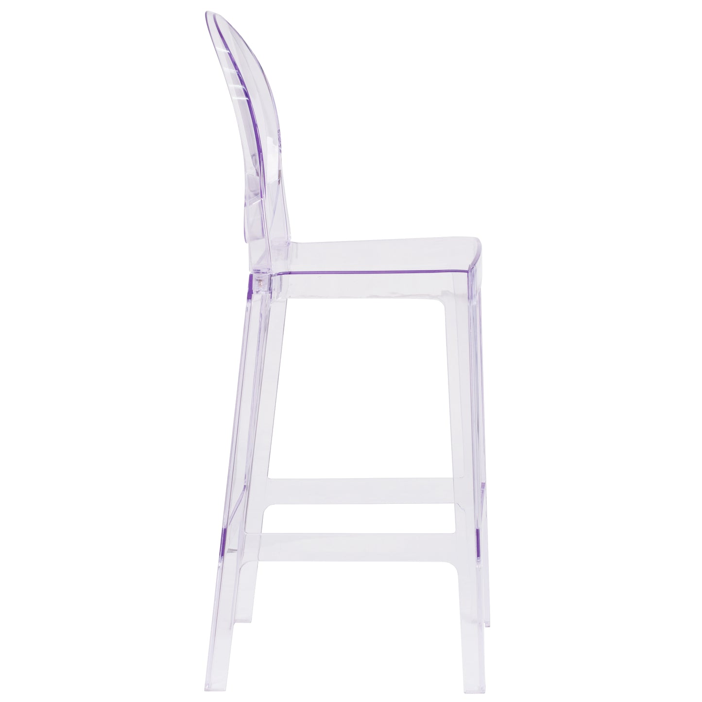 Revna Ghost Barstool with Oval Back in Revna Transparent Crystal Transparent Crystal