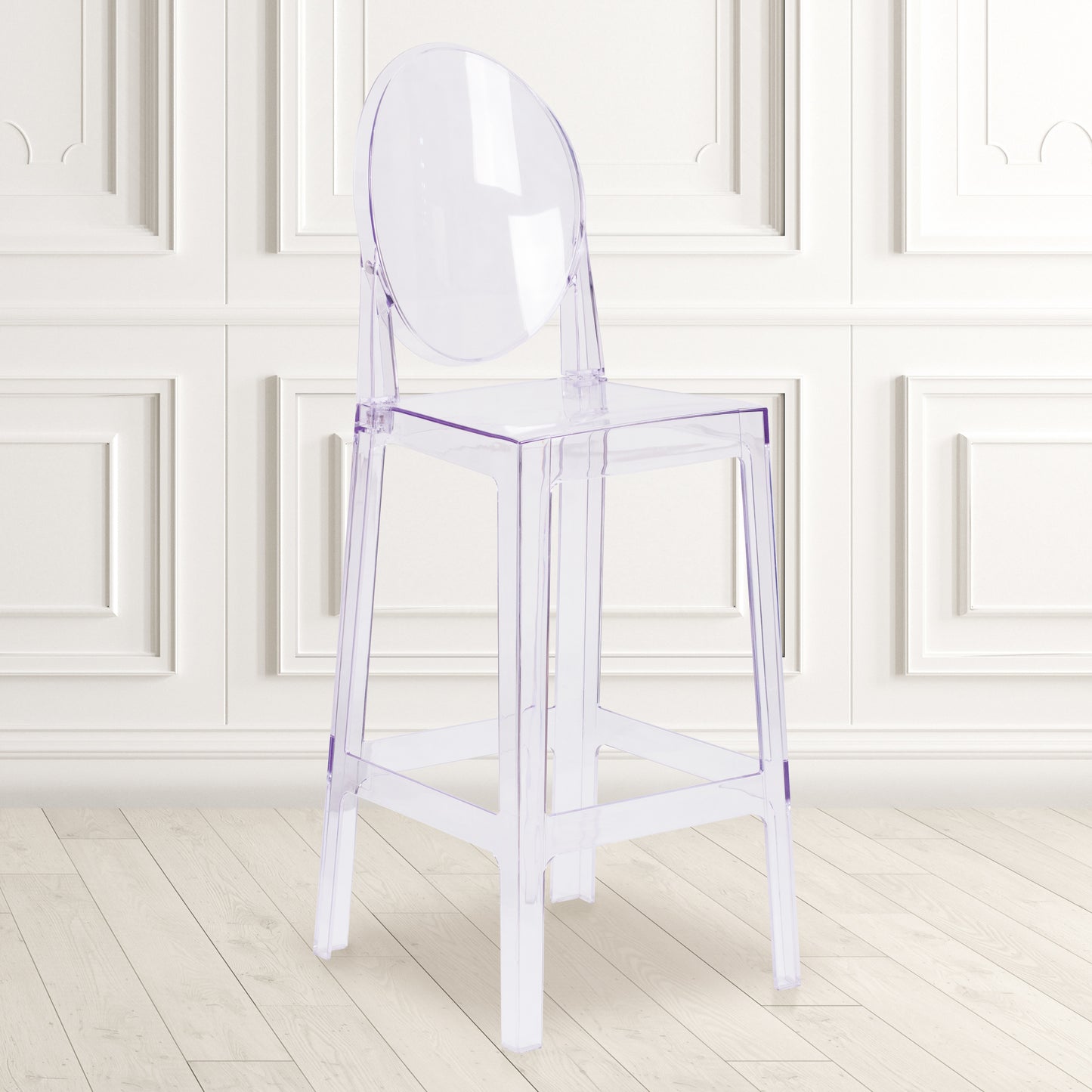 Revna Ghost Barstool with Oval Back in Revna Transparent Crystal Transparent Crystal