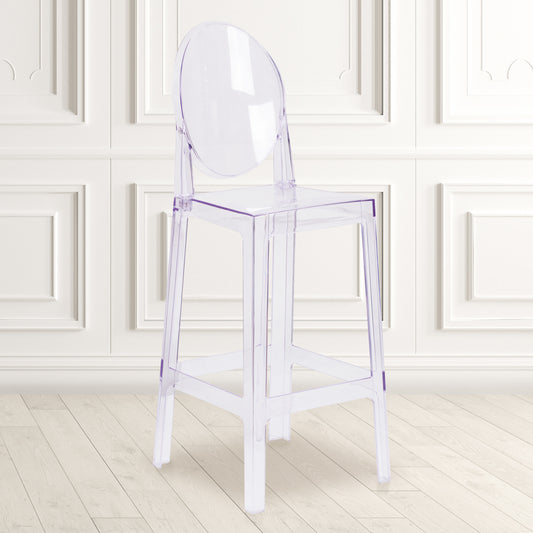 Revna Ghost Barstool with Oval Back in Revna Transparent Crystal Transparent Crystal