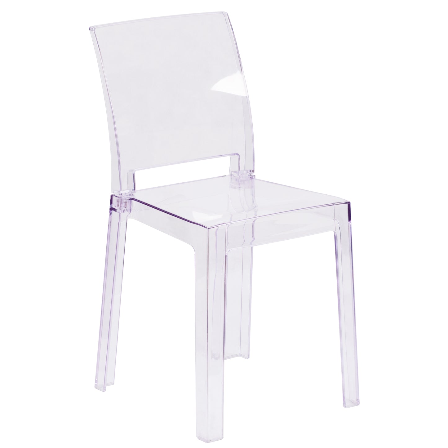 Emilie Ghost Chair with Square Back in Transparent Crystal Transparent Crystal