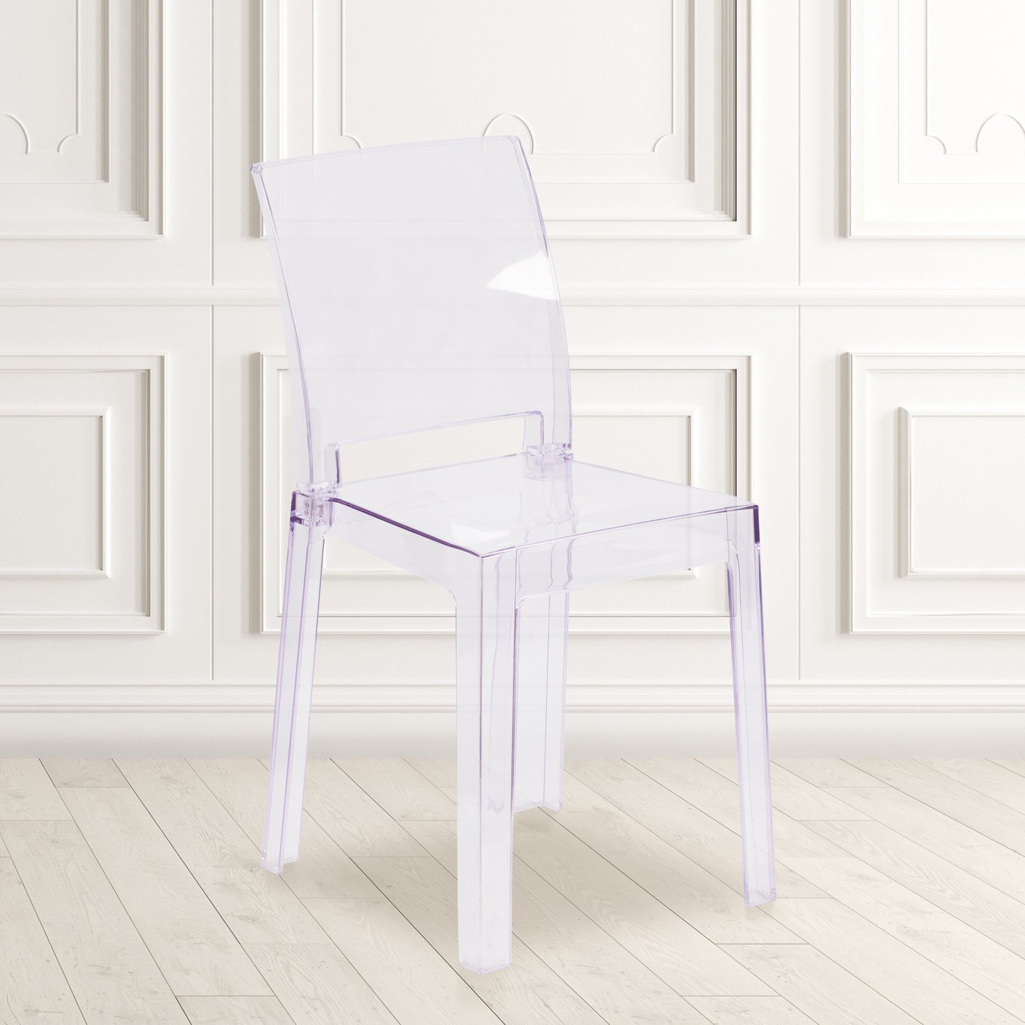 Emilie Ghost Chair with Square Back in Transparent Crystal Transparent Crystal