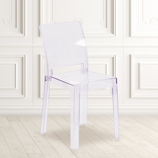 Emilie Ghost Chair with Square Back in Transparent Crystal Transparent Crystal