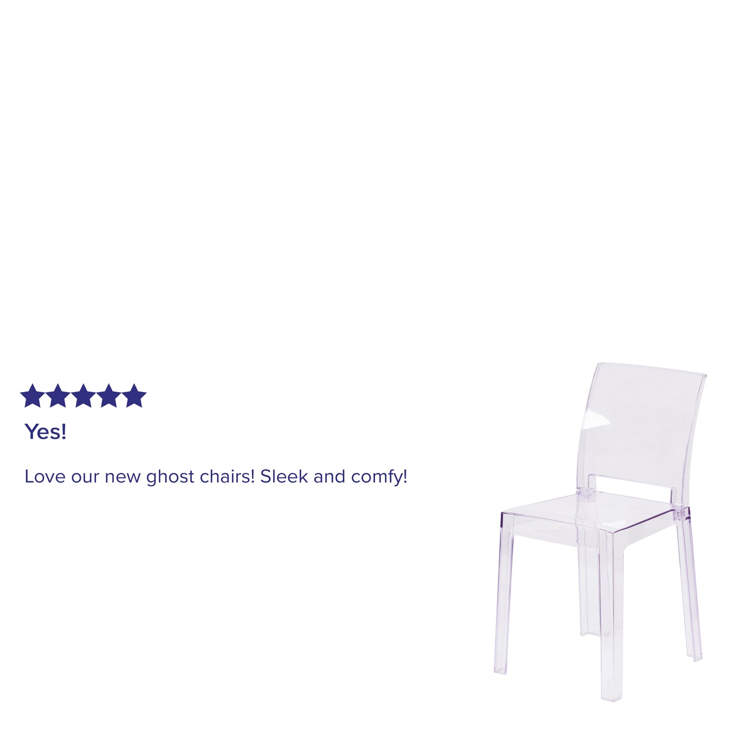 Emilie Ghost Chair with Square Back in Transparent Crystal Transparent Crystal