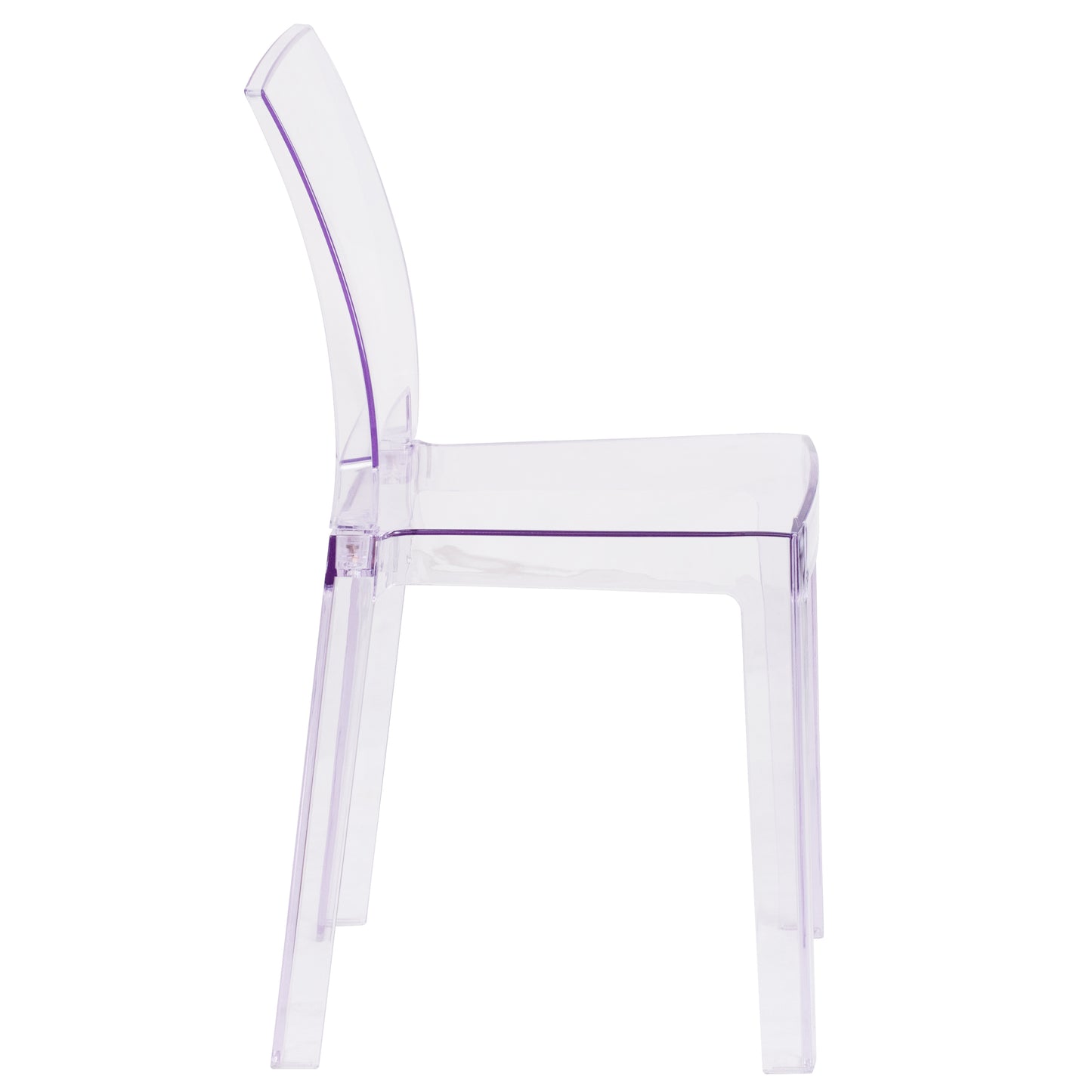 Emilie Ghost Chair with Square Back in Transparent Crystal Transparent Crystal