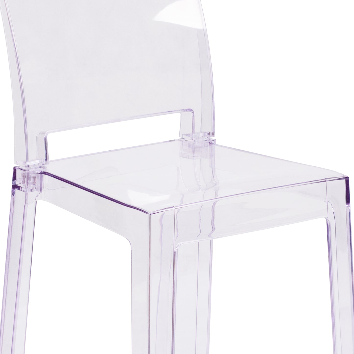 Emilie Ghost Chair with Square Back in Transparent Crystal Transparent Crystal