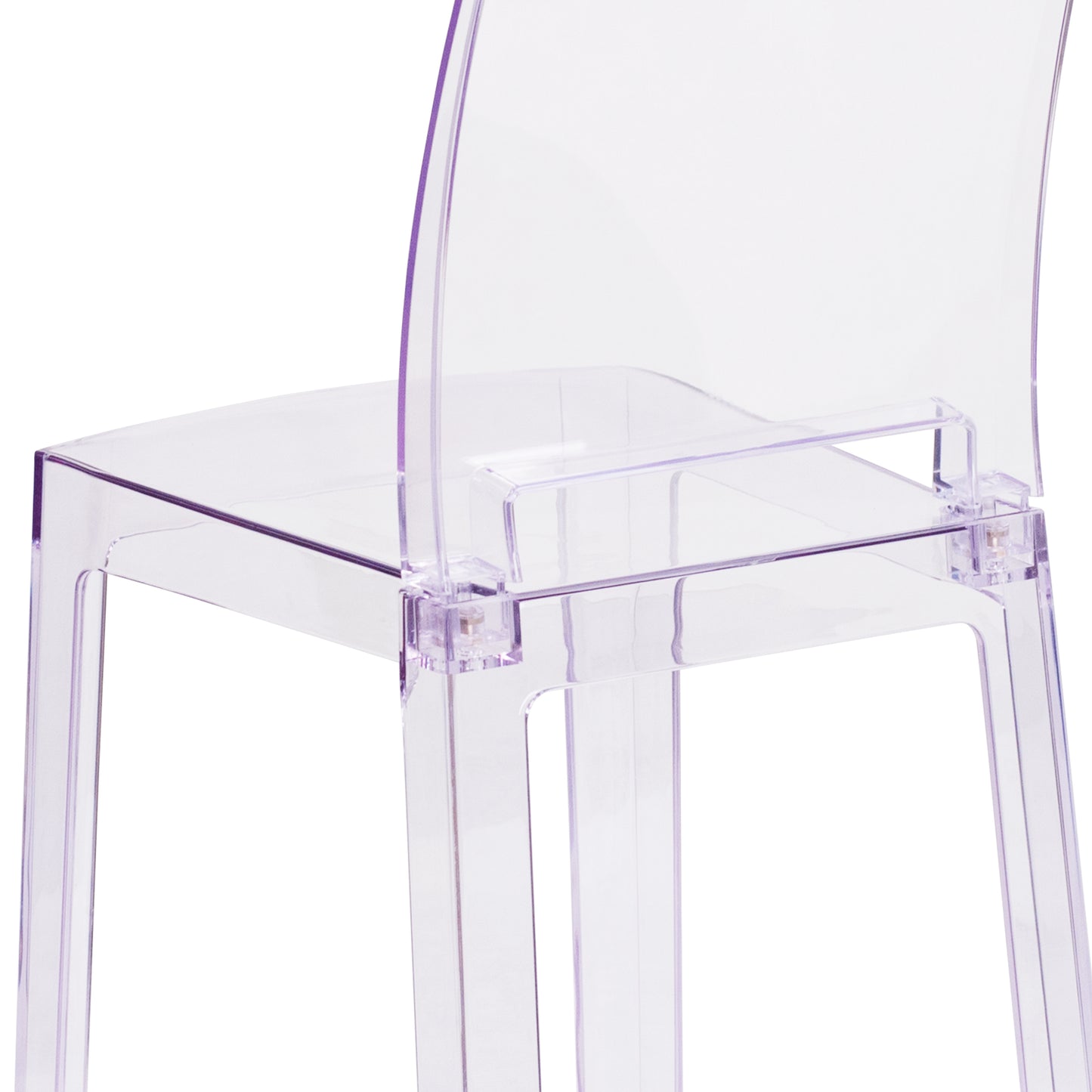 Emilie Ghost Chair with Square Back in Transparent Crystal Transparent Crystal