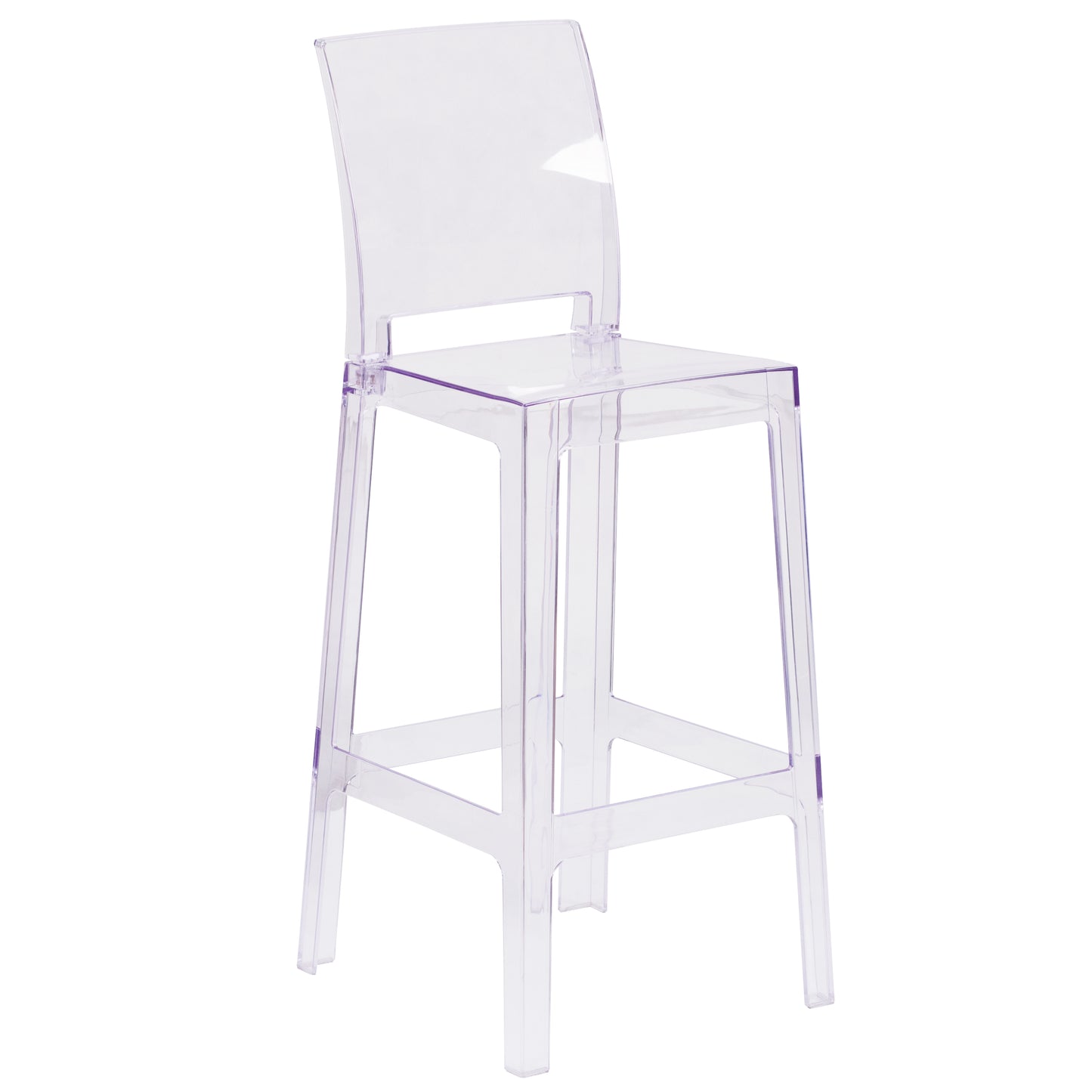 Emilie Ghost Barstool with Square Back in Transparent Crystal Transparent Crystal