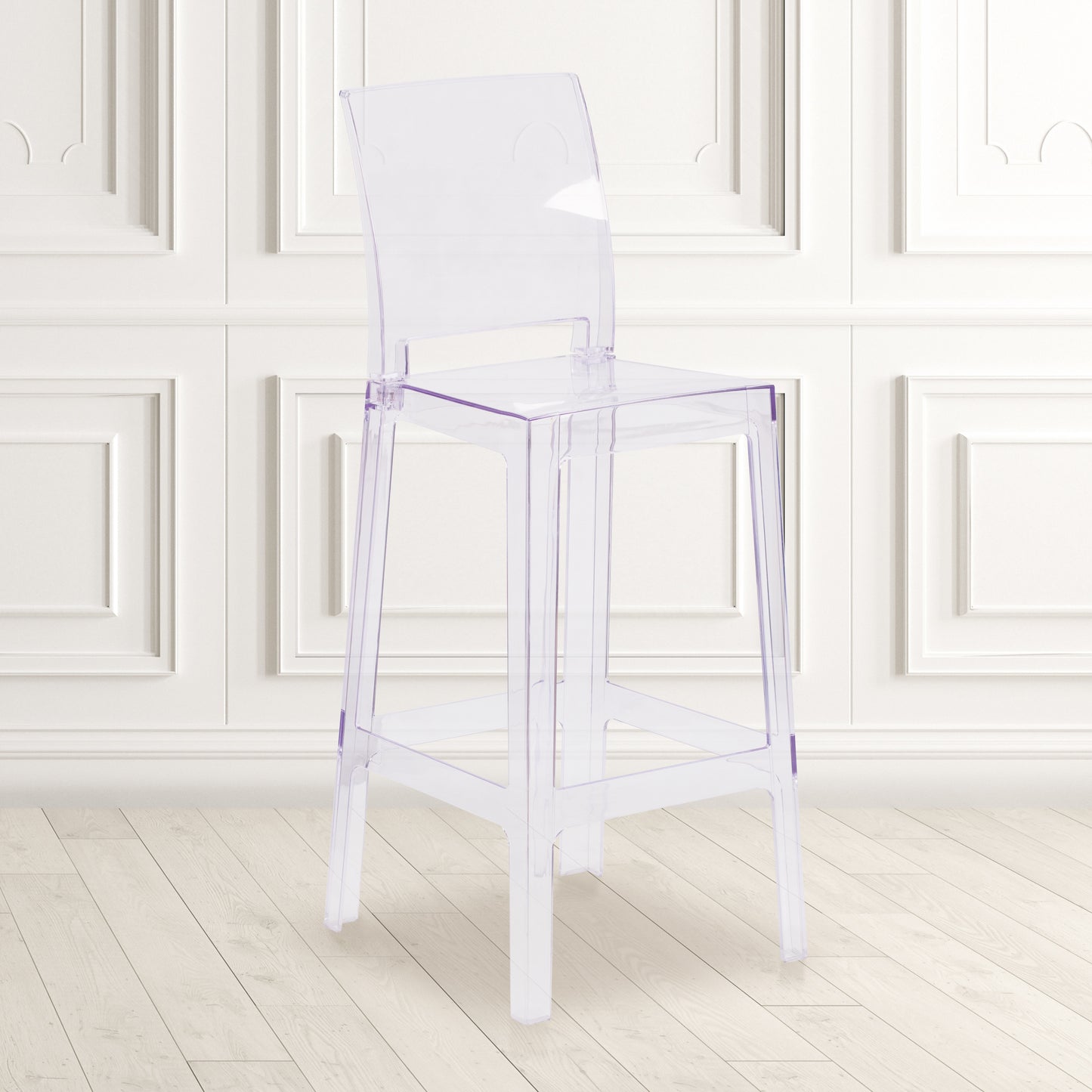 Emilie Ghost Barstool with Square Back in Transparent Crystal Transparent Crystal