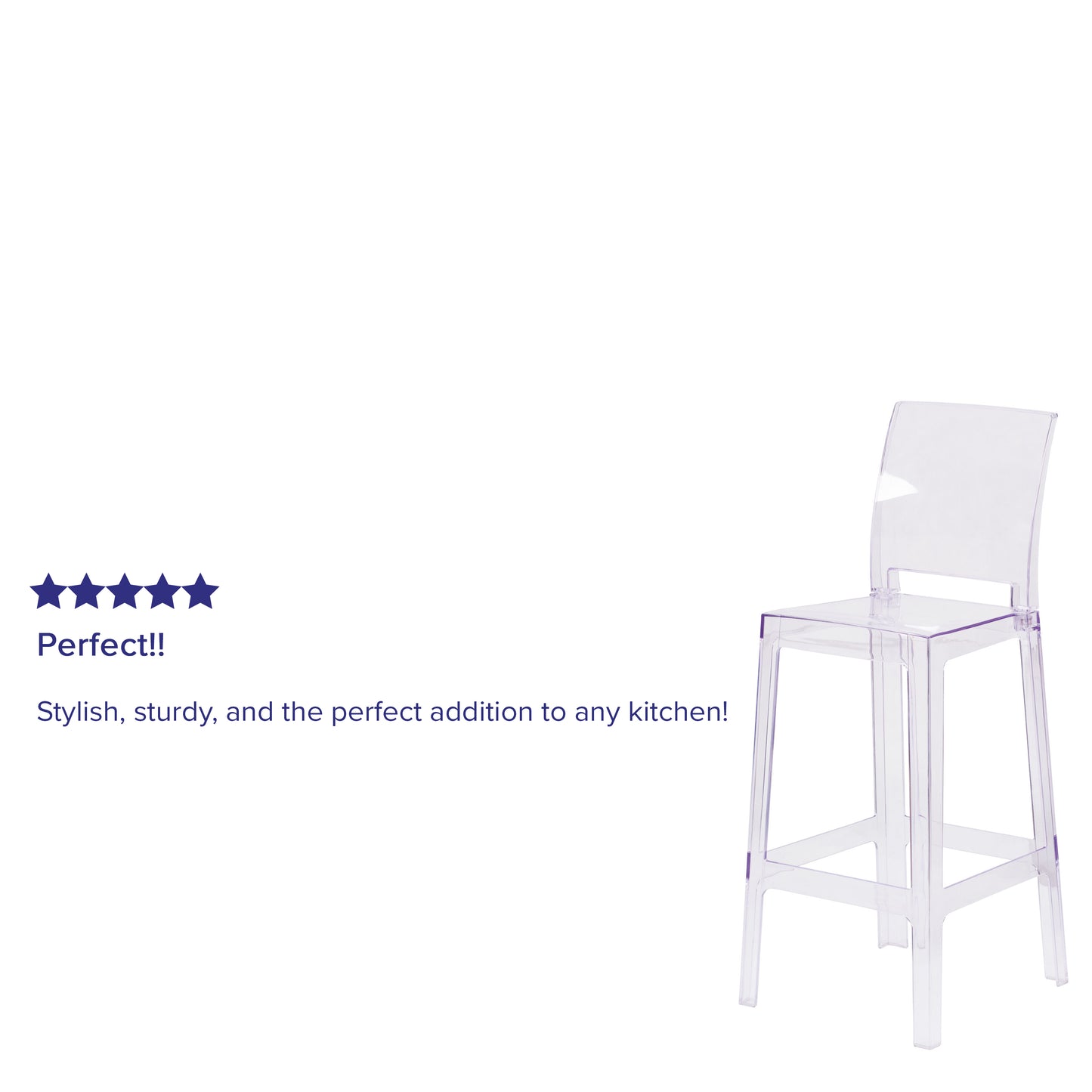 Emilie Ghost Barstool with Square Back in Transparent Crystal Transparent Crystal