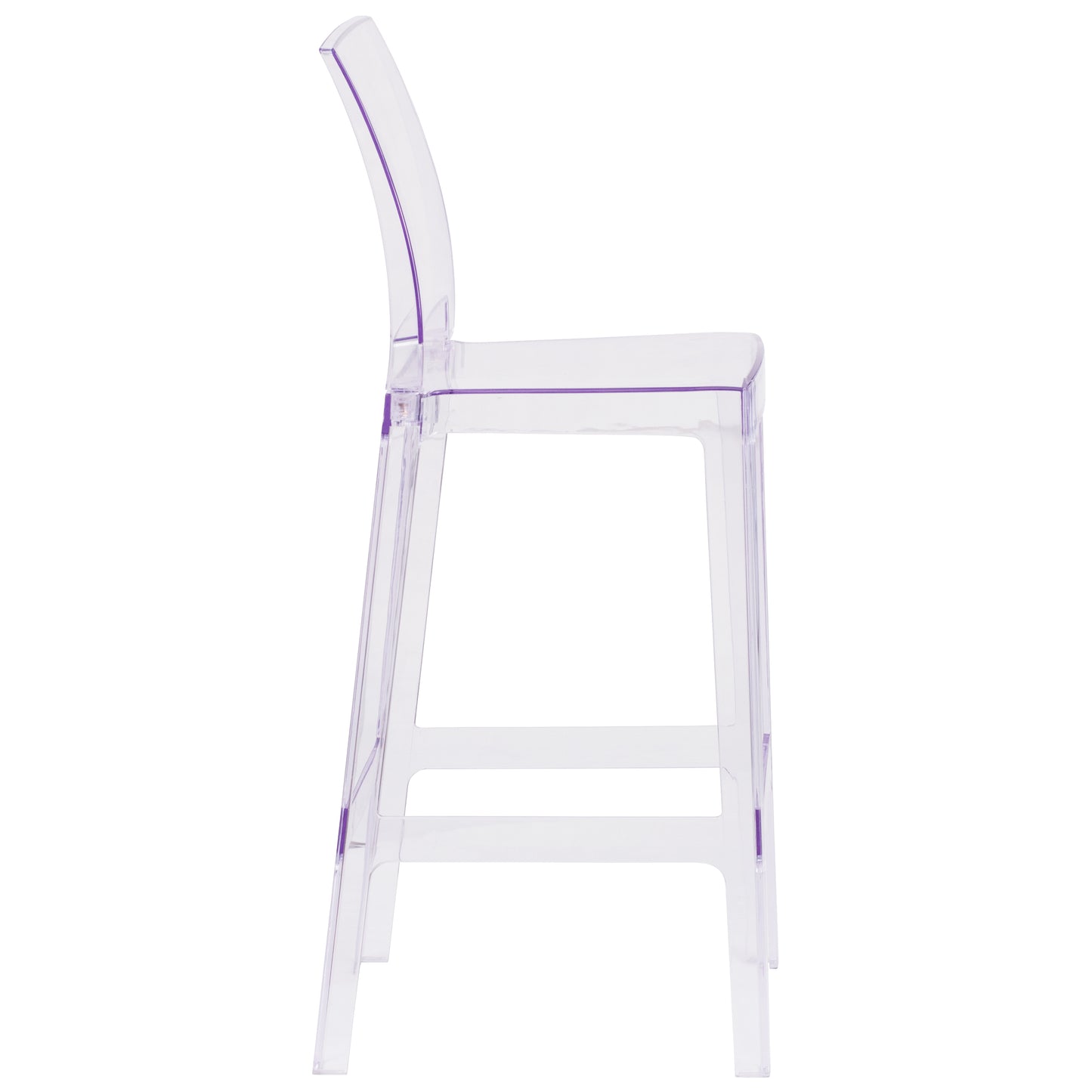 Emilie Ghost Barstool with Square Back in Transparent Crystal Transparent Crystal