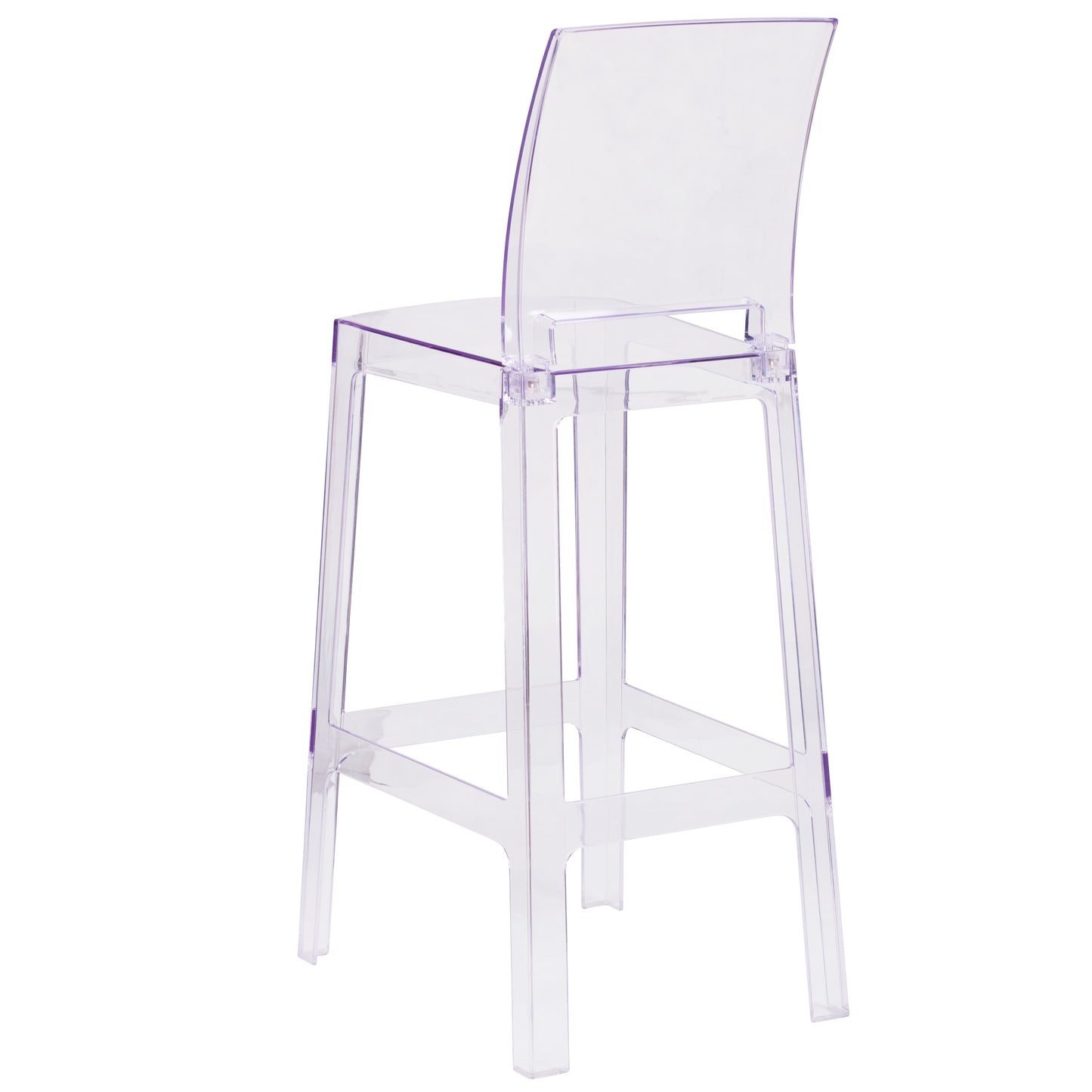 Emilie Ghost Barstool with Square Back in Transparent Crystal Transparent Crystal