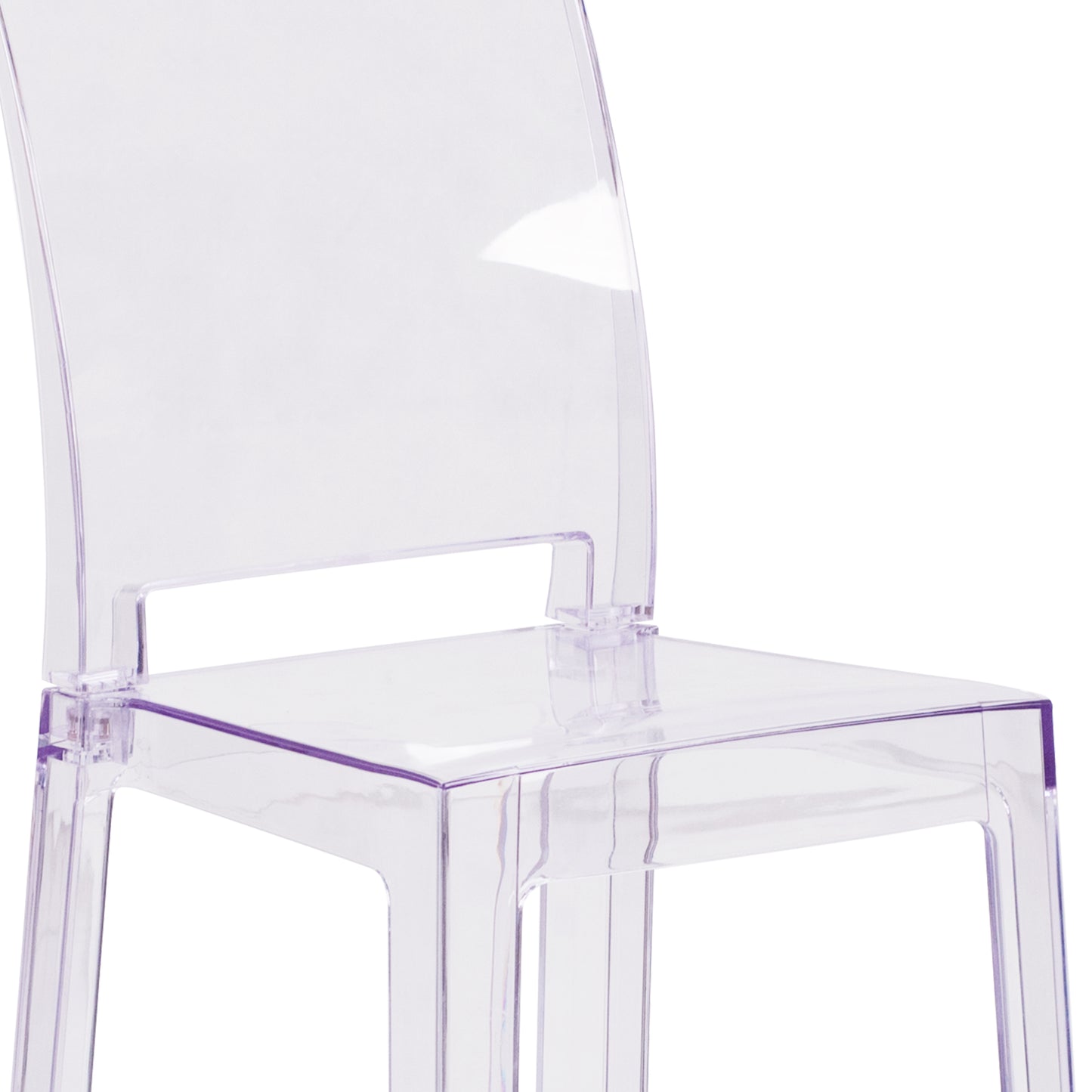 Emilie Ghost Barstool with Square Back in Transparent Crystal Transparent Crystal
