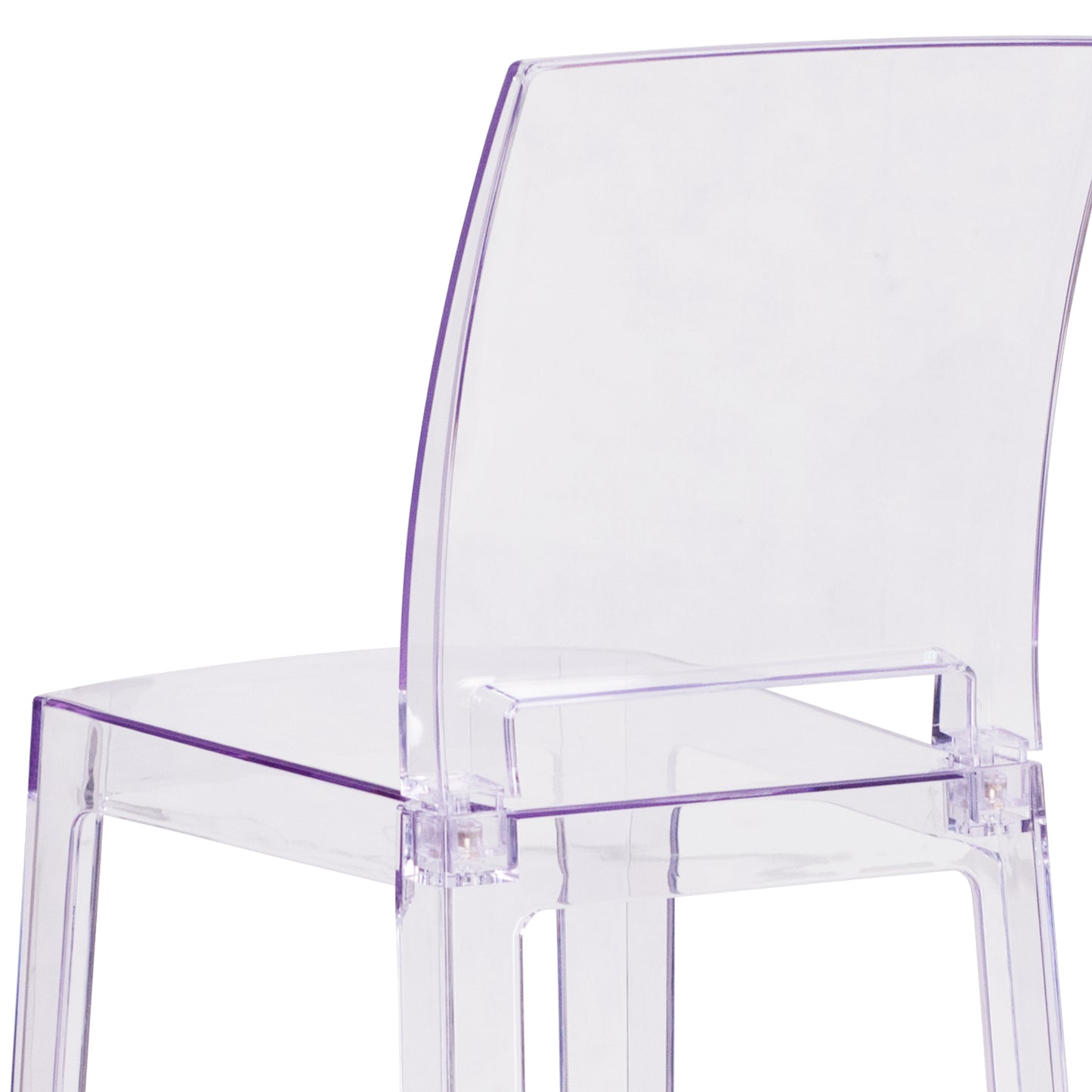 Emilie Ghost Barstool with Square Back in Transparent Crystal Transparent Crystal