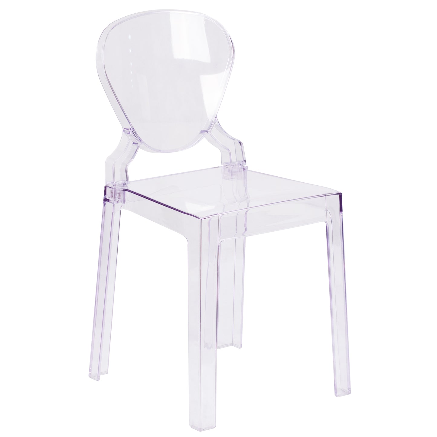 Theo Ghost Chair with Tear Back in Transparent Crystal Transparent Crystal