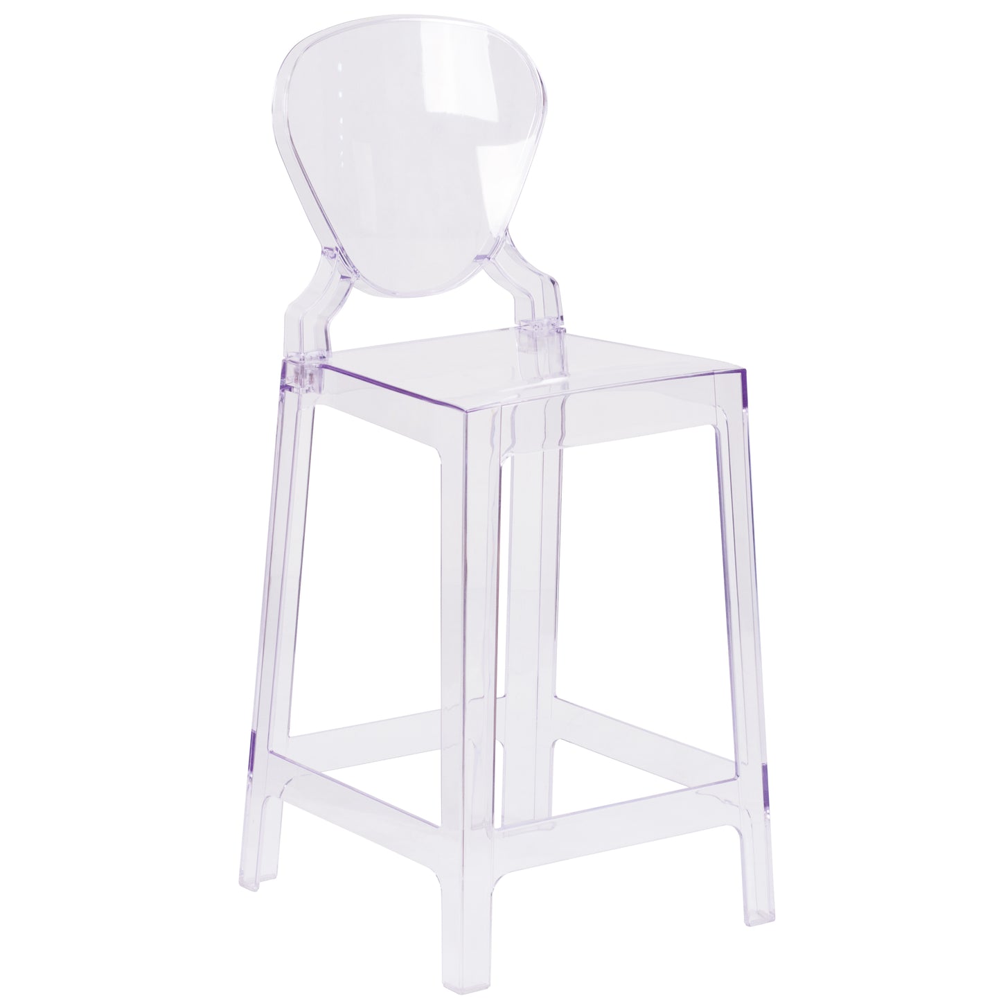 Theo Ghost Counter Stool with Tear Back in Transparent Crystal Transparent Crystal