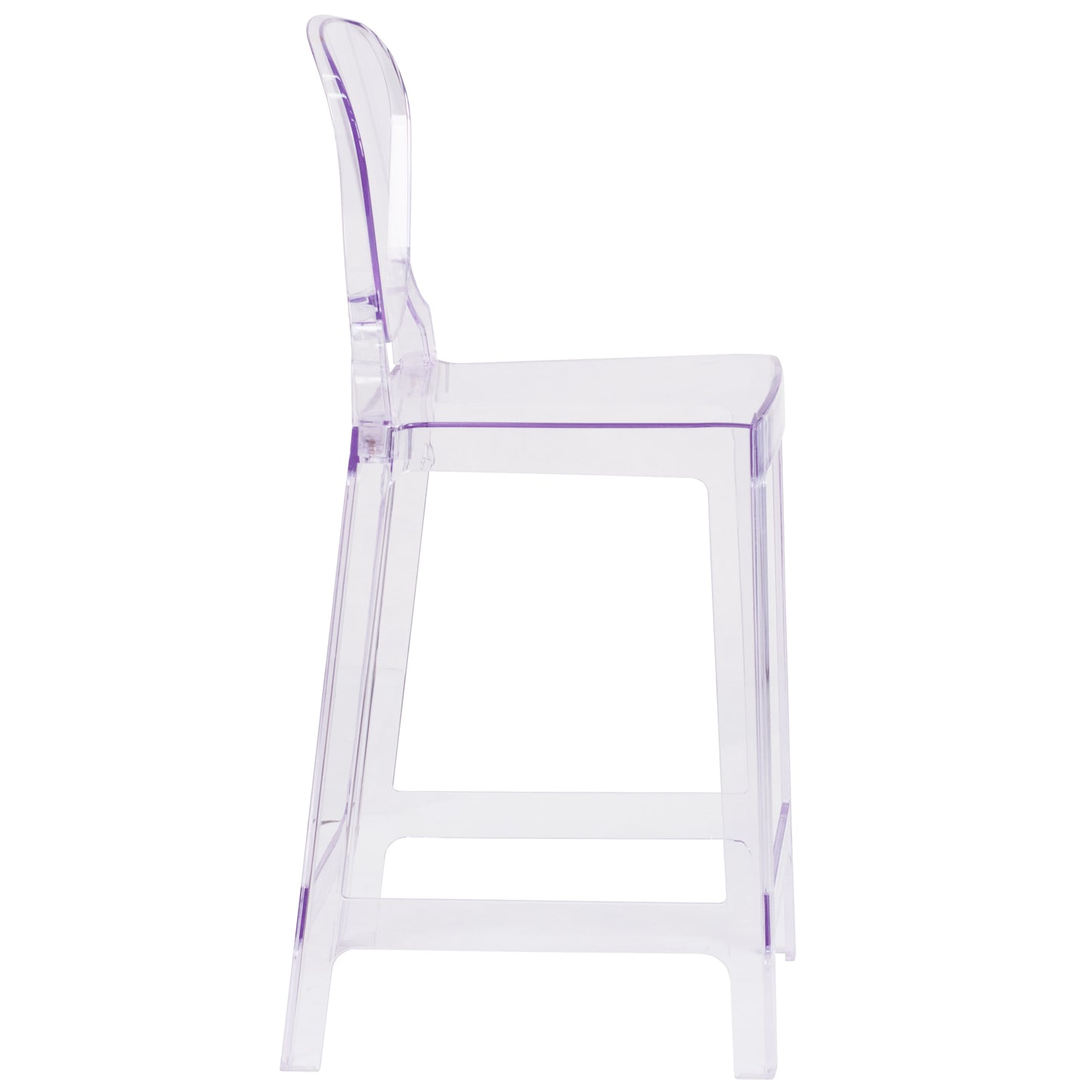 Theo Ghost Counter Stool with Tear Back in Transparent Crystal Transparent Crystal