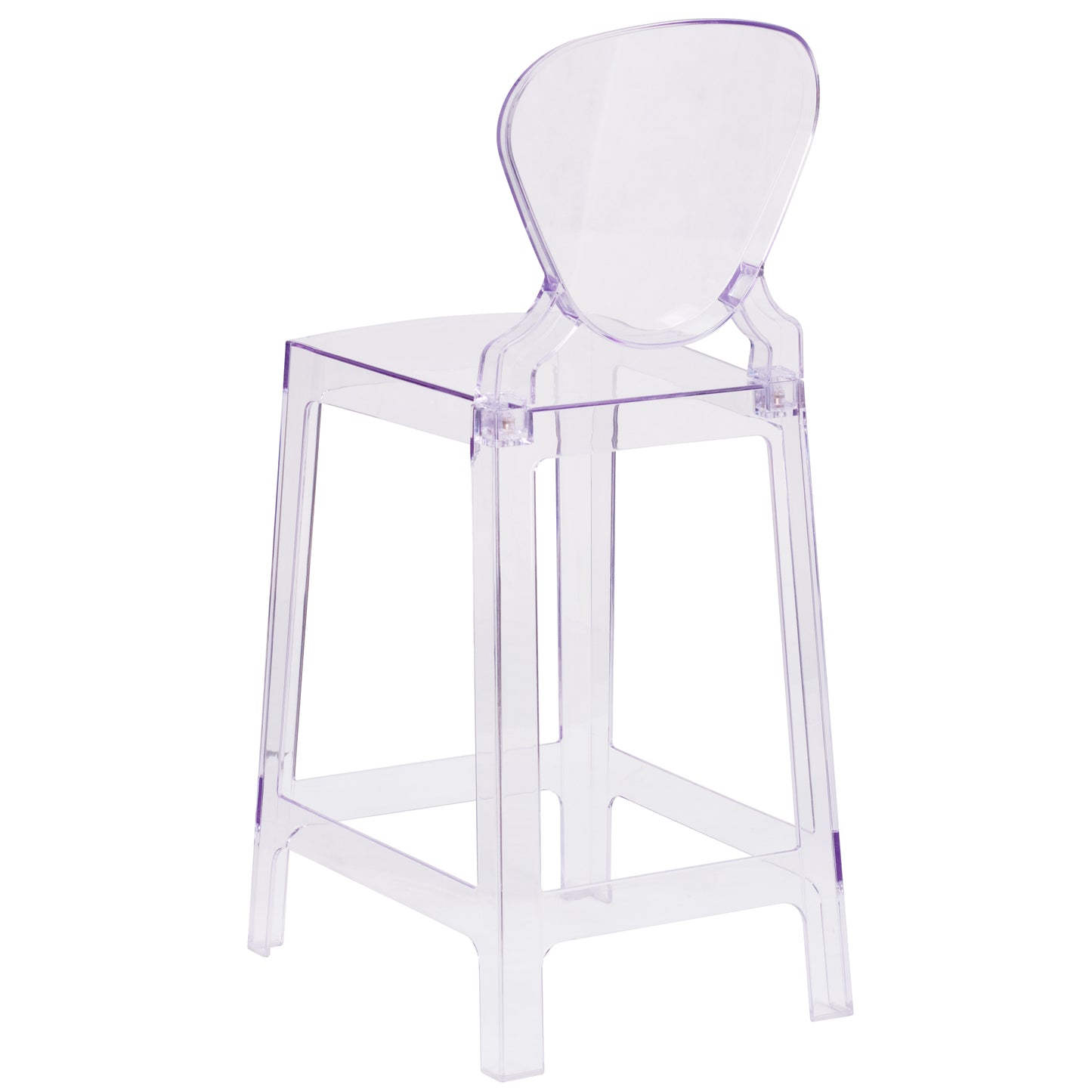 Theo Ghost Counter Stool with Tear Back in Transparent Crystal Transparent Crystal