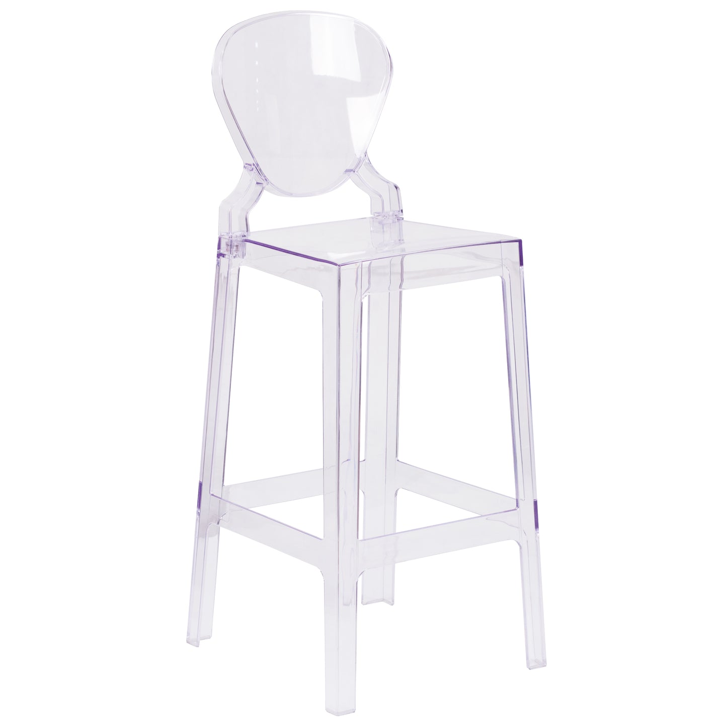 Theo Ghost Barstool with Tear Back in Transparent Crystal Transparent Crystal OW-TEARBACK-29-GG