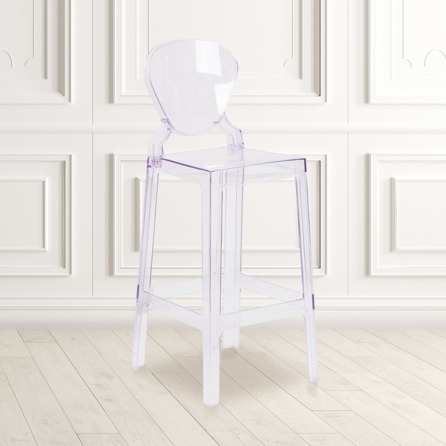 Theo Ghost Barstool with Tear Back in Transparent Crystal Transparent Crystal OW-TEARBACK-29-GG