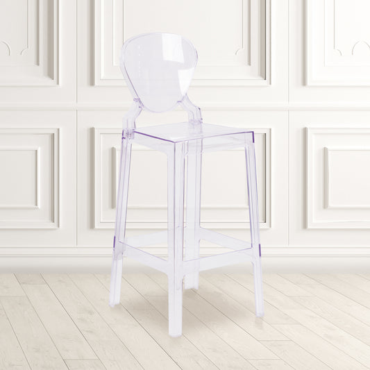 Theo Ghost Barstool with Tear Back in Transparent Crystal Transparent Crystal